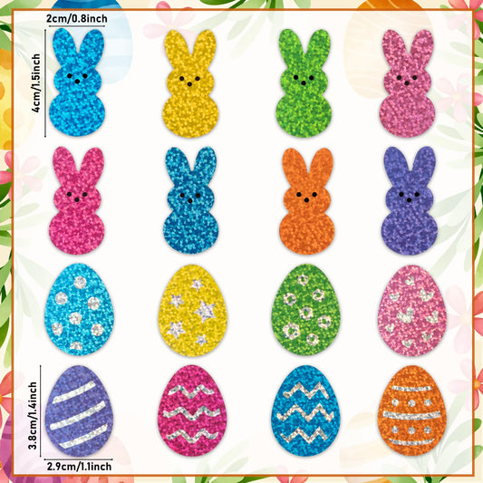 BeYumi Easter Laser Bunny Stickers – 1000 Pcs on 2 Glittery Rolls