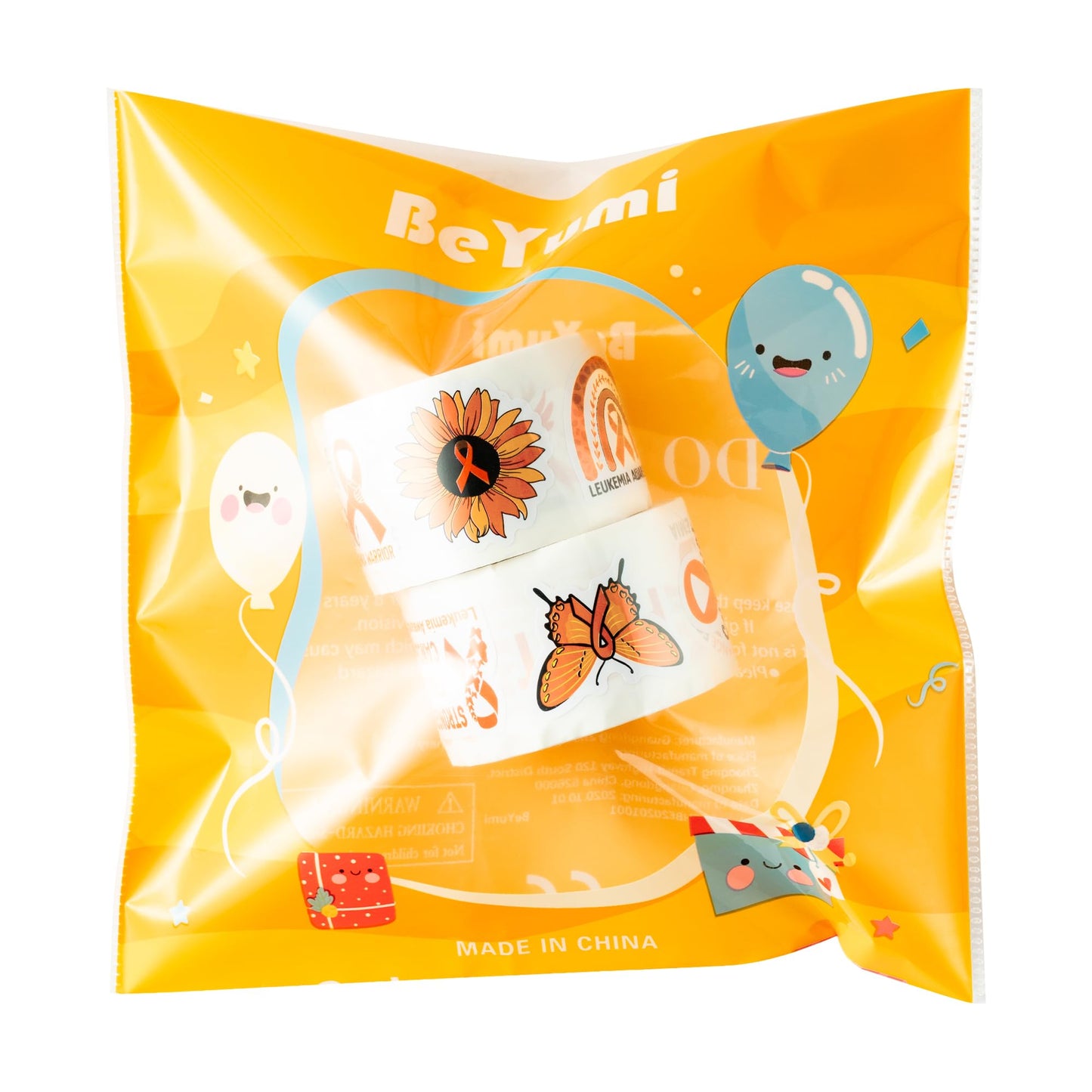 BeYumi Leukemia Awareness Orange Sticker — 1000 Pcs in 2 Rolls | Waterproof Vinyl Decals
