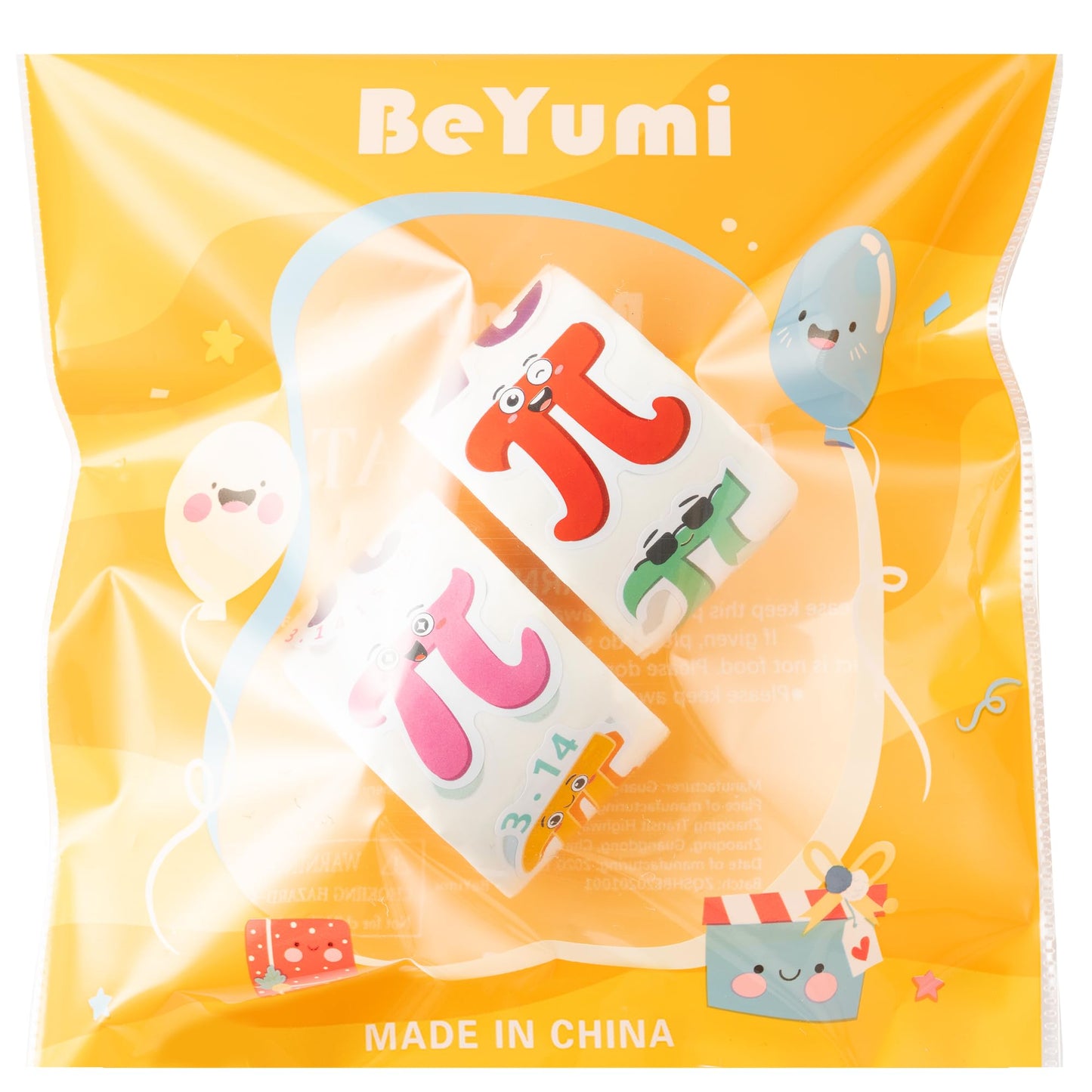 BeYumi Pi Day Sticker Roll – 1000 Pcs Cute Math Themed Vinyl Stickers (Waterproof)
