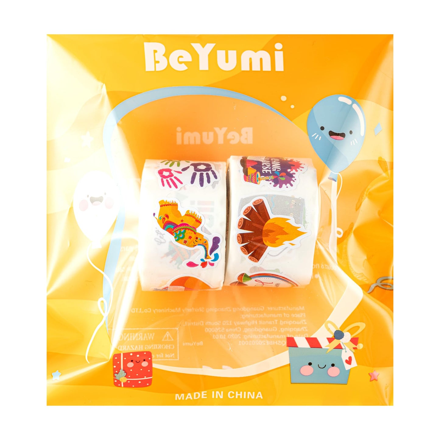 BeYumi Happy Holi Sticker Roll – 1000 Pcs, Waterproof Vinyl, Two Rolls