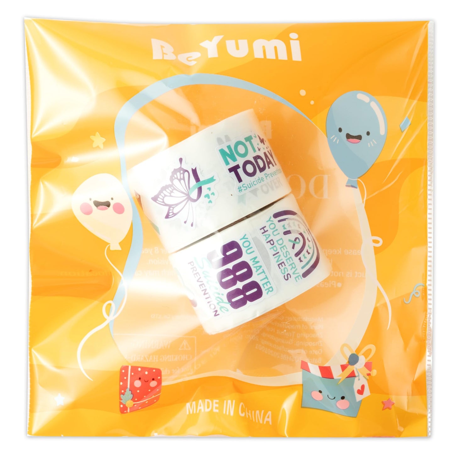 BeYumi Suicide Awareness Roll Stickers – 1,000 Pcs Teal & Purple Ribbon Vinyl Decals