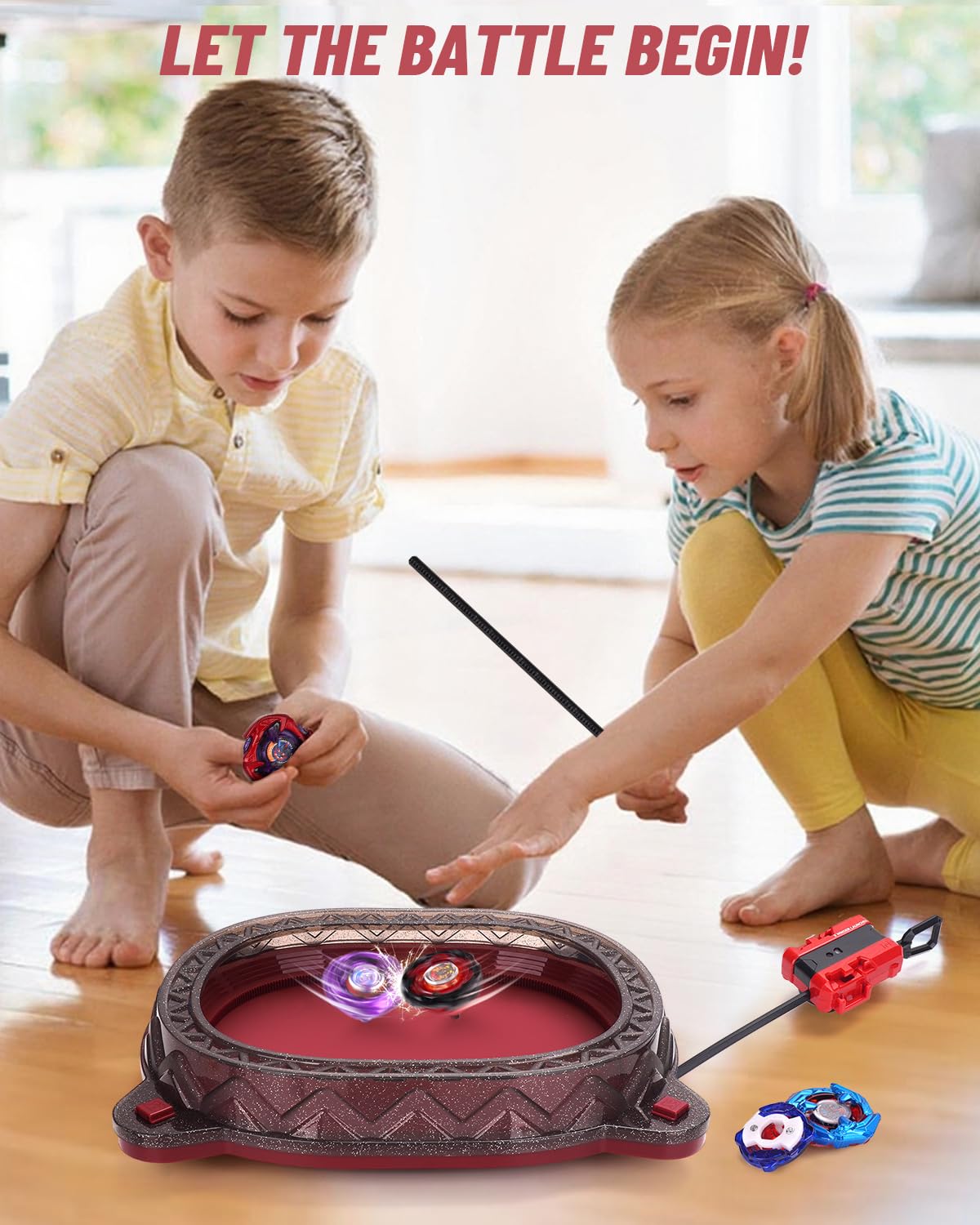 BGOVTAPO X Stadium Starter Kit – Ultimate Spin Top Battle Set with 6 Tops, 2 Launchers & Arena | Ages 6+