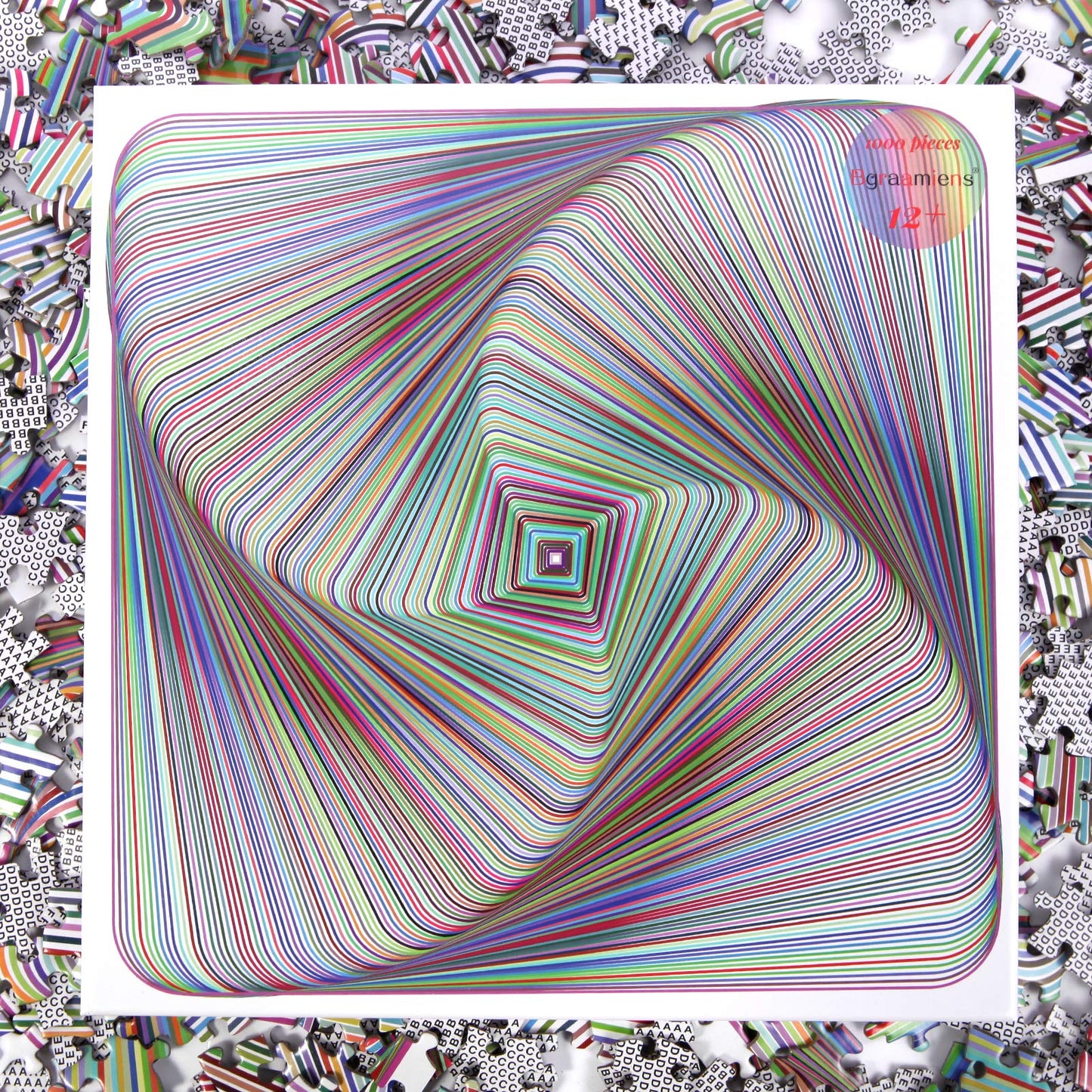 Bgraamiens Puzzle-Twisted 3D Colorful Squares – 1000-Piece Jigsaw Puzzle for Adults (24x24)