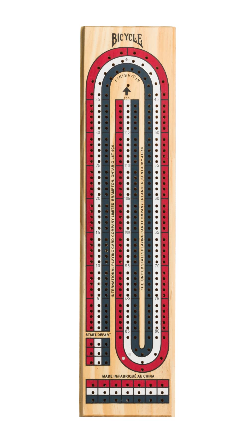 Bicycle 3-Track Color-Coded Wooden Cribbage Board – Portable Patriotic Design