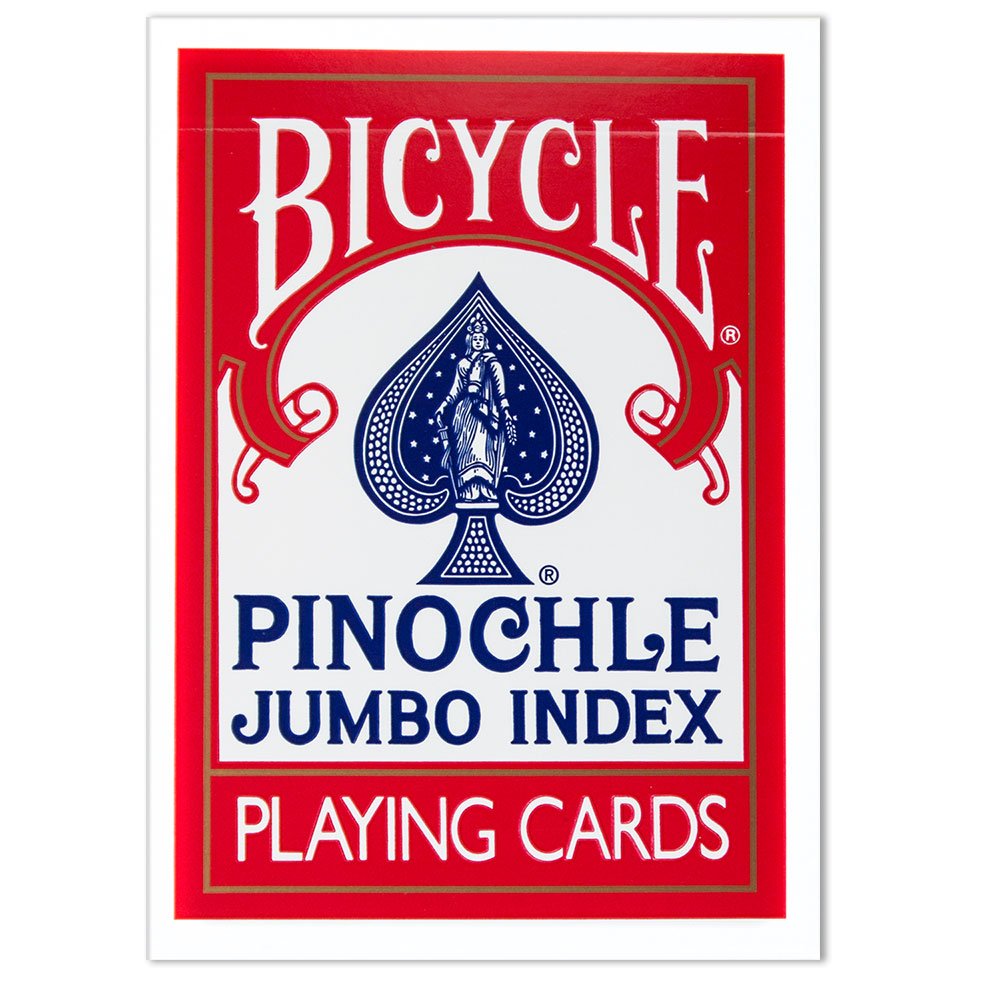 Bicycle Deluxe Pinochle Jumbo Index – 1 Dozen Decks (6 Red, 6 Blue)