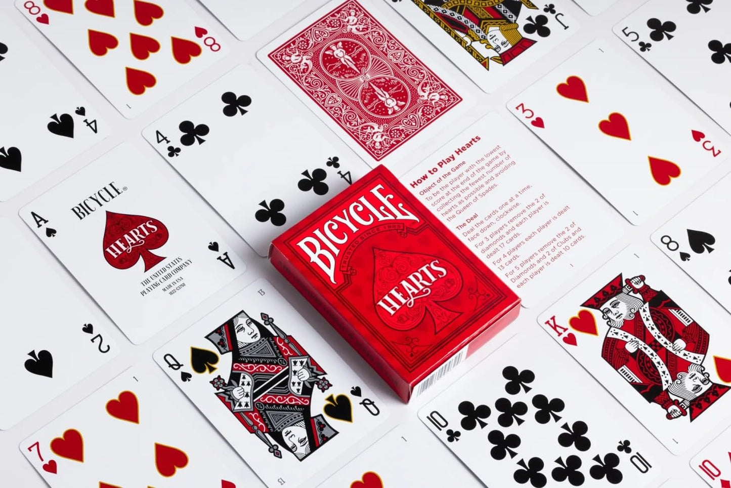 Bicycle Hearts Playing Cards – Highlighted Cards, Hearts Rules, Delorean Back Design (Poker Size)