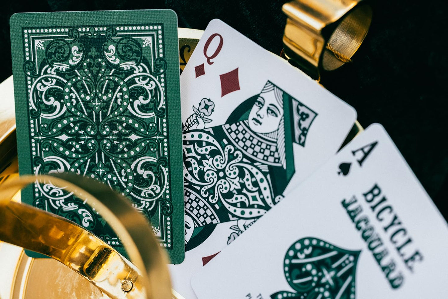 Bicycle Jacquard Premium Playing Cards – Emerald Green & Silver, 1 Deck