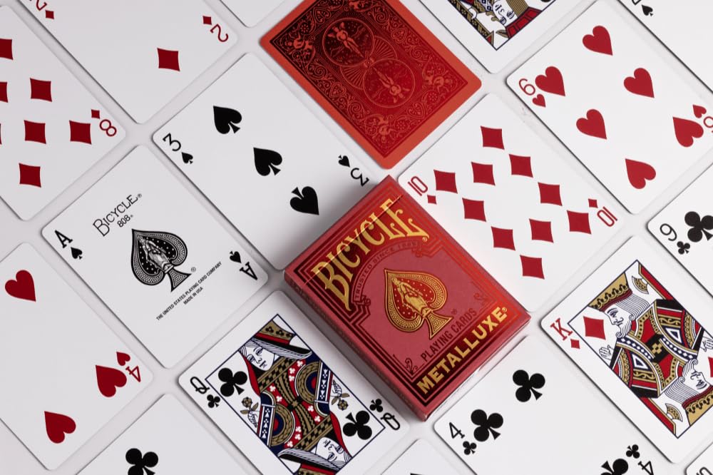 Bicycle Metalluxe Red Playing Cards – Premium Metal Foil Finish (Poker Size)