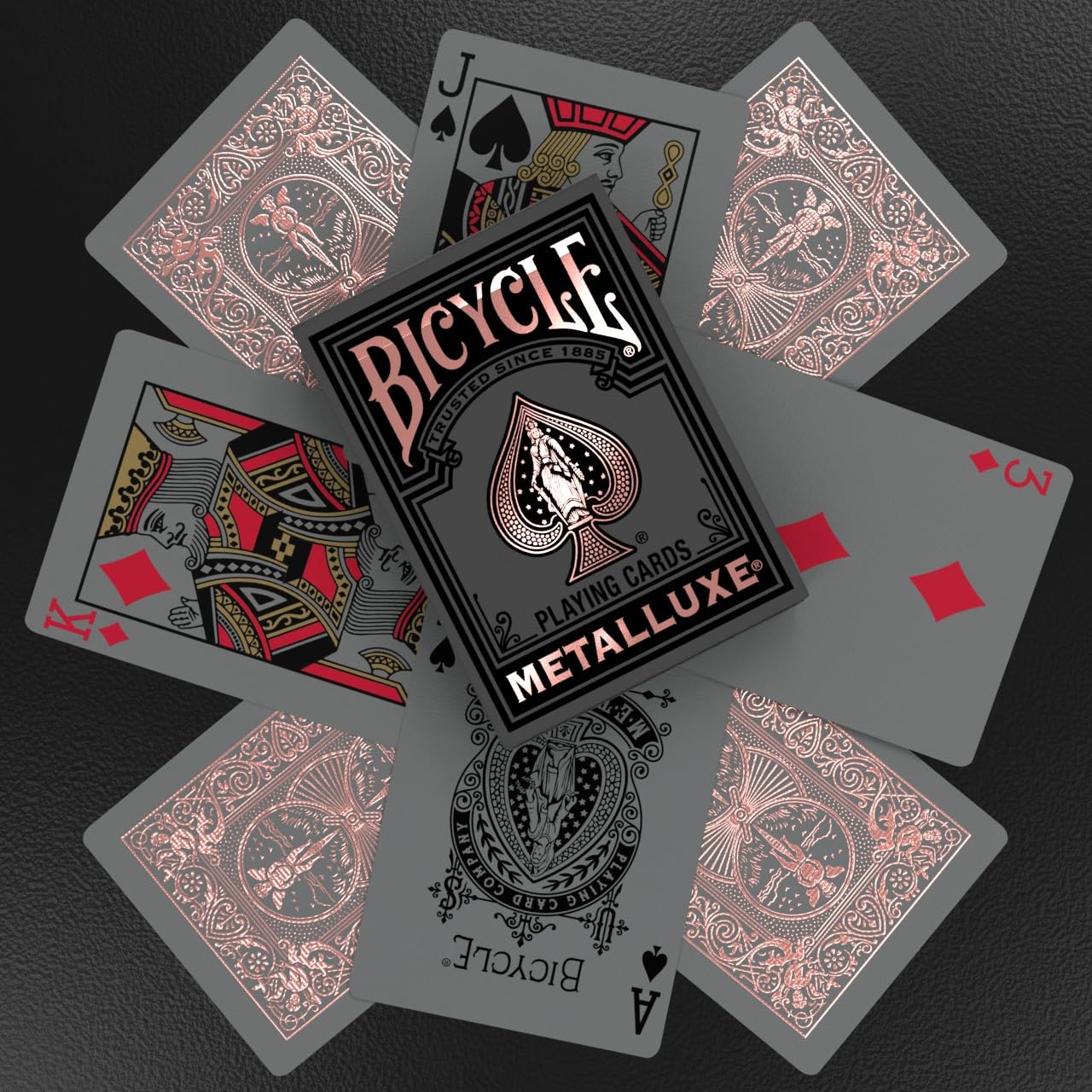 Bicycle Black Metalluxe 3-Pack Bundle – Gold, Silver & Rose Gold Playing Cards
