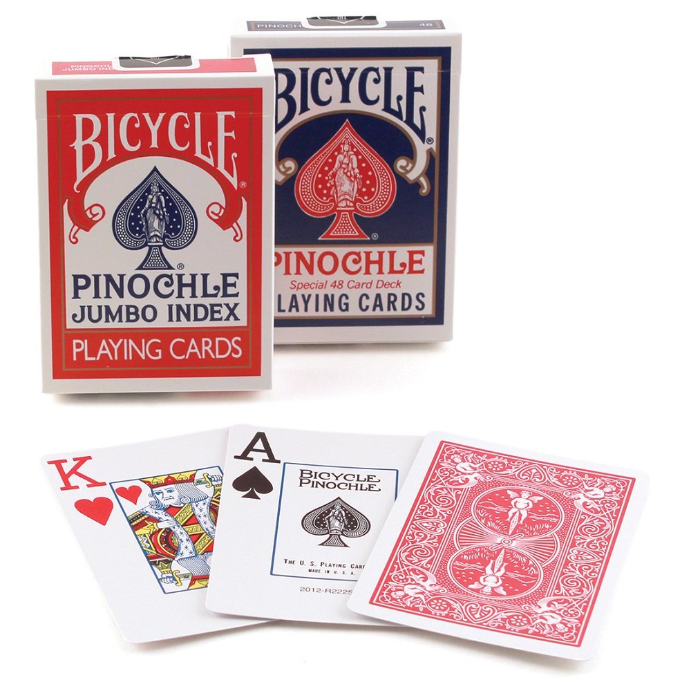 Bicycle Pinochle Jumbo Playing Cards – Pack of 12 (48-Card Decks)