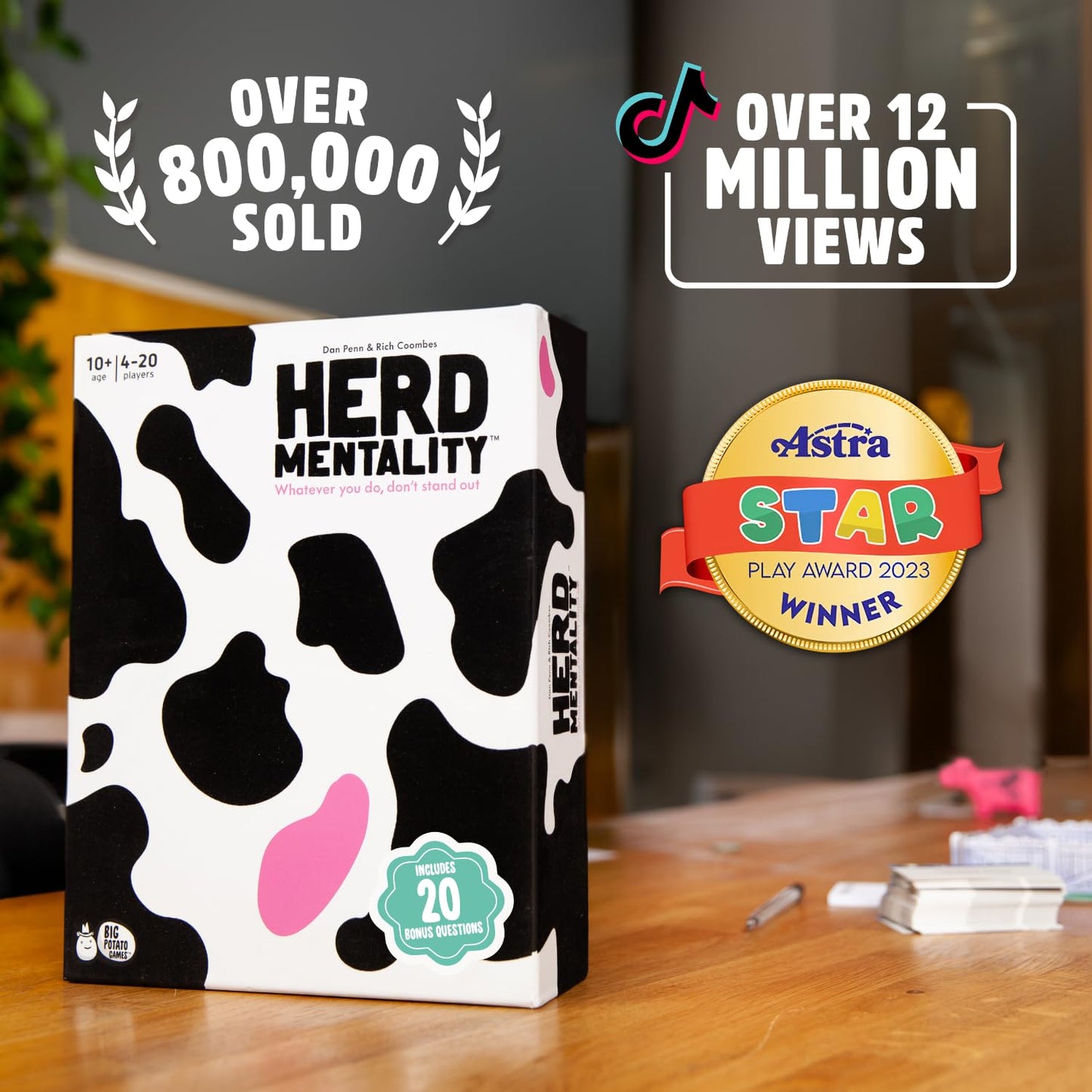 Herd Mentality: Udderly Funny Family Board Game by Big Potato | 4-20 Players + 20 Extra Questions
