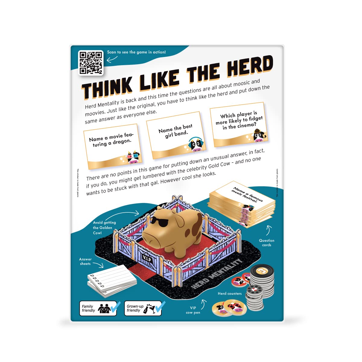Big Potato Herd Mentality Moovies & Moosic Board Game – Family Movie & Music Expansion