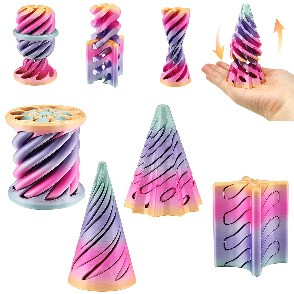 Bigted 4 Packs Impossible Cone: Spiral Pyramid Fidget Toy Set