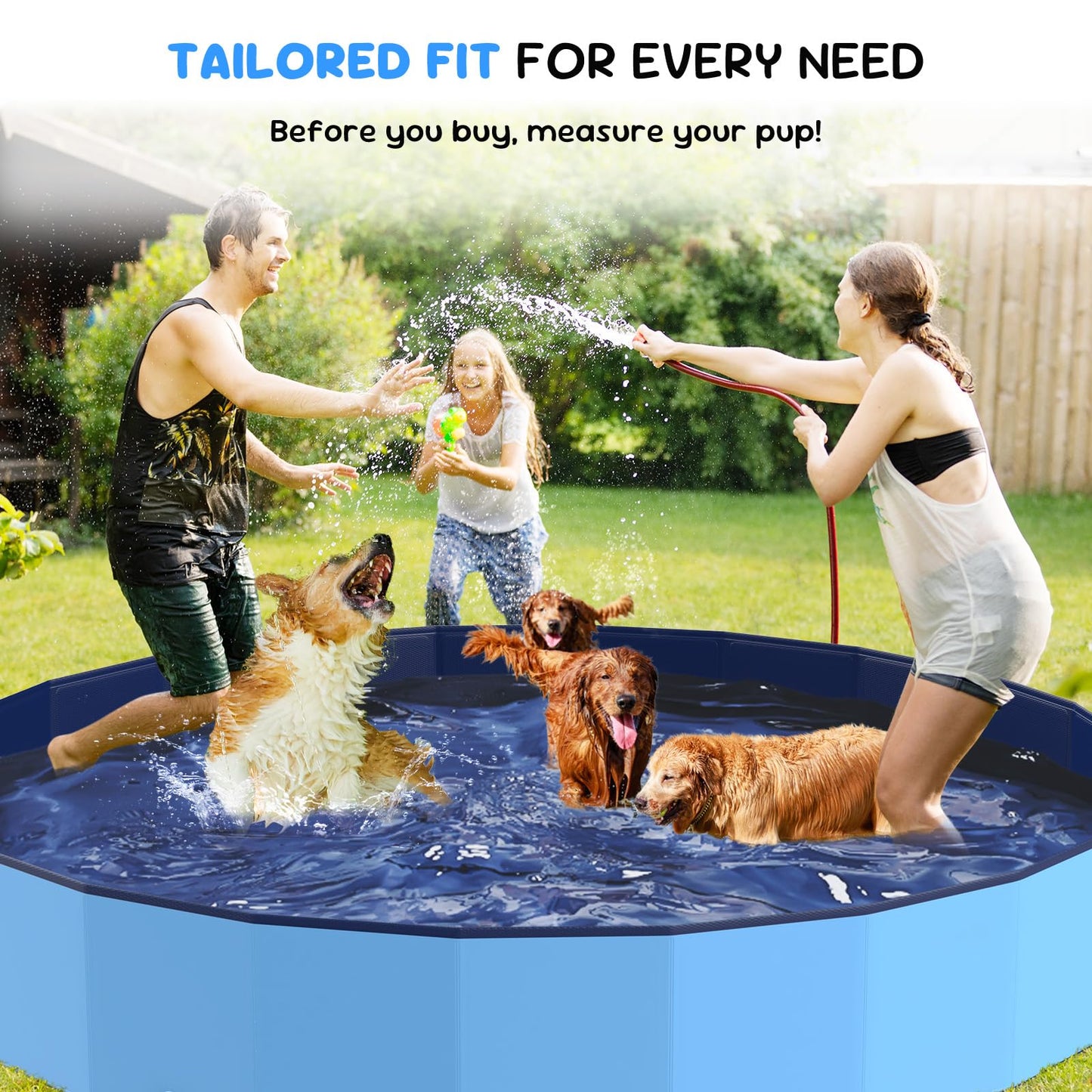 Bilibara 107'' Foldable Dog Pool – Heavy-Duty, Non-Slip Pet Wading Pool