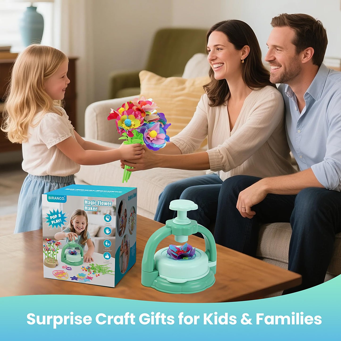 BIRANCO DIY Flower Bouquet Maker Kit for Kids – Creative Arts & Crafts (Ages 4-8)