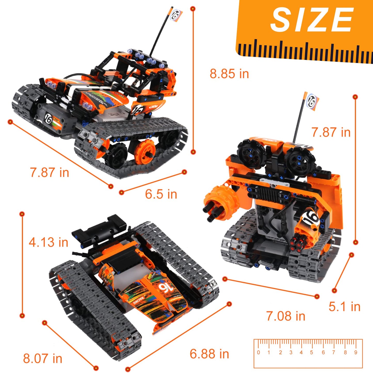 BIRANCO STEM 3in1 RC Building Kit – 392 pcs Tracked Racer, Tank & Robot