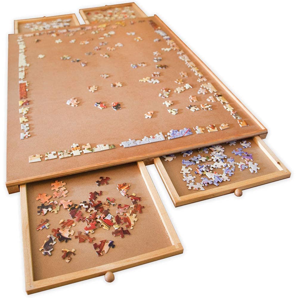 Bits and Pieces Jigsaw Puzzle Board with Drawers – 22x30 Portable Puzzle Table for 1000-Piece Puzzles
