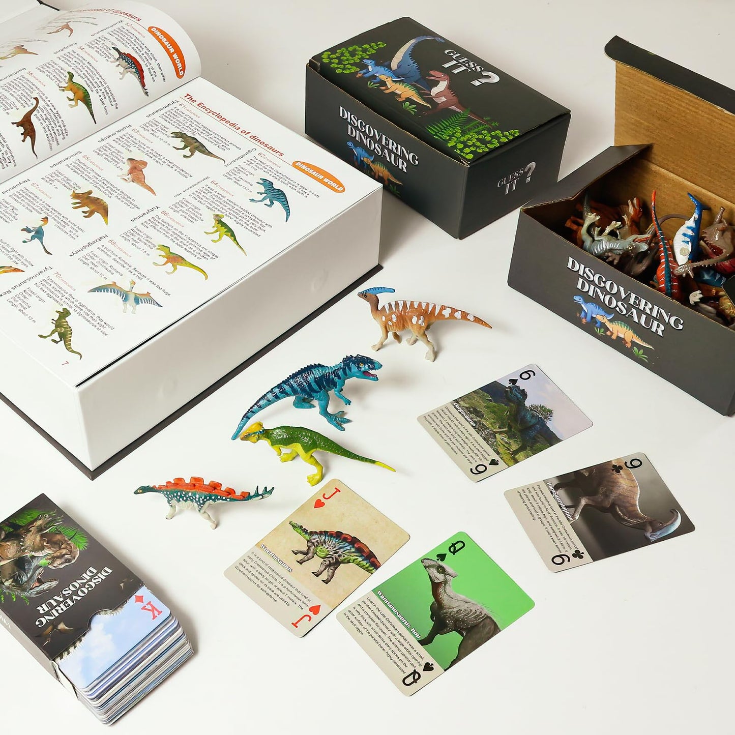 BIWASE Dinosaur Toys Book: 50 Dinosaurs Figures & 54 Cards – Interactive Kids Educational Toy