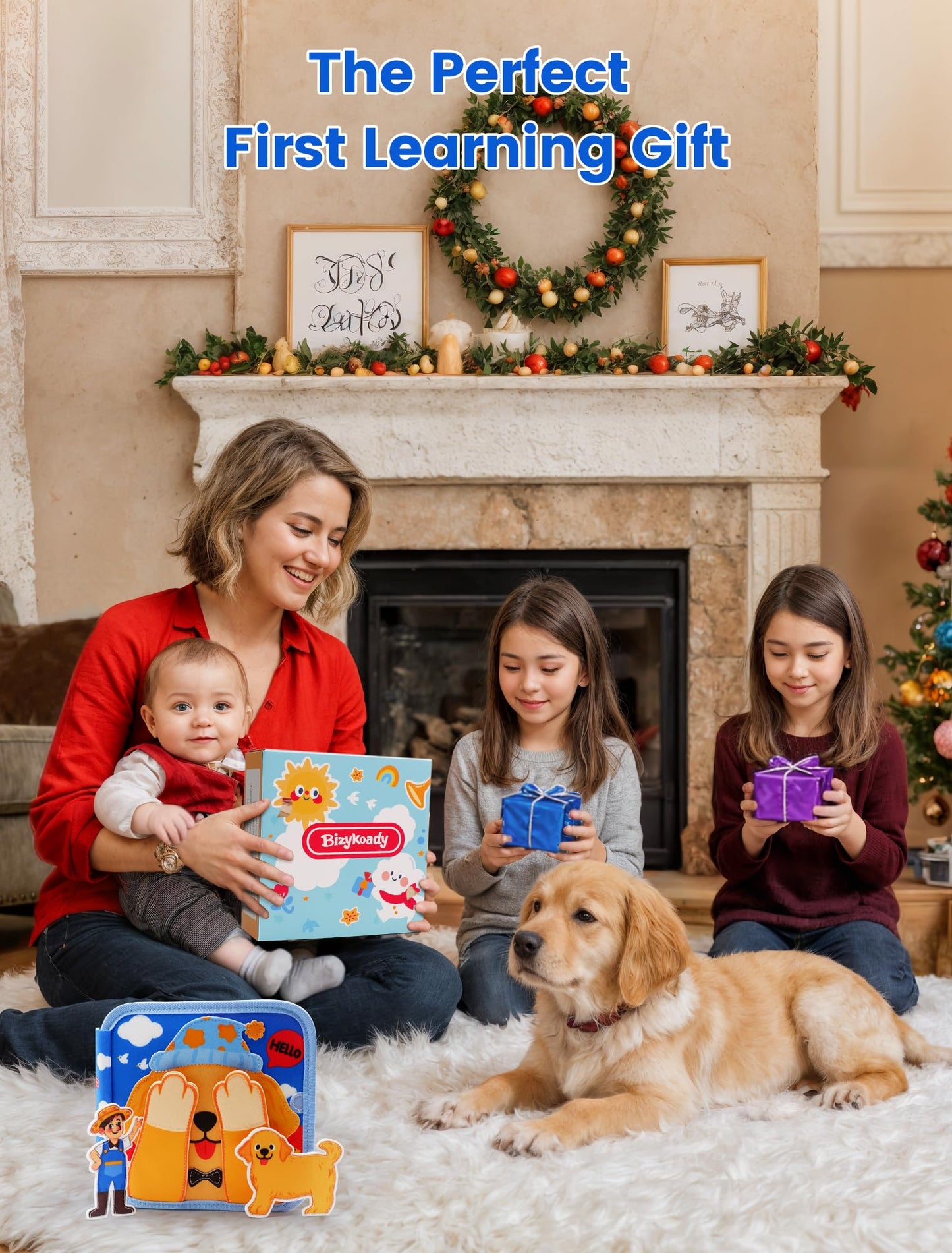BizyKoady Toddler Busy Book for 1-3 | Montessori Felt Busy Board | Screen-Free Learning & Travel Toy