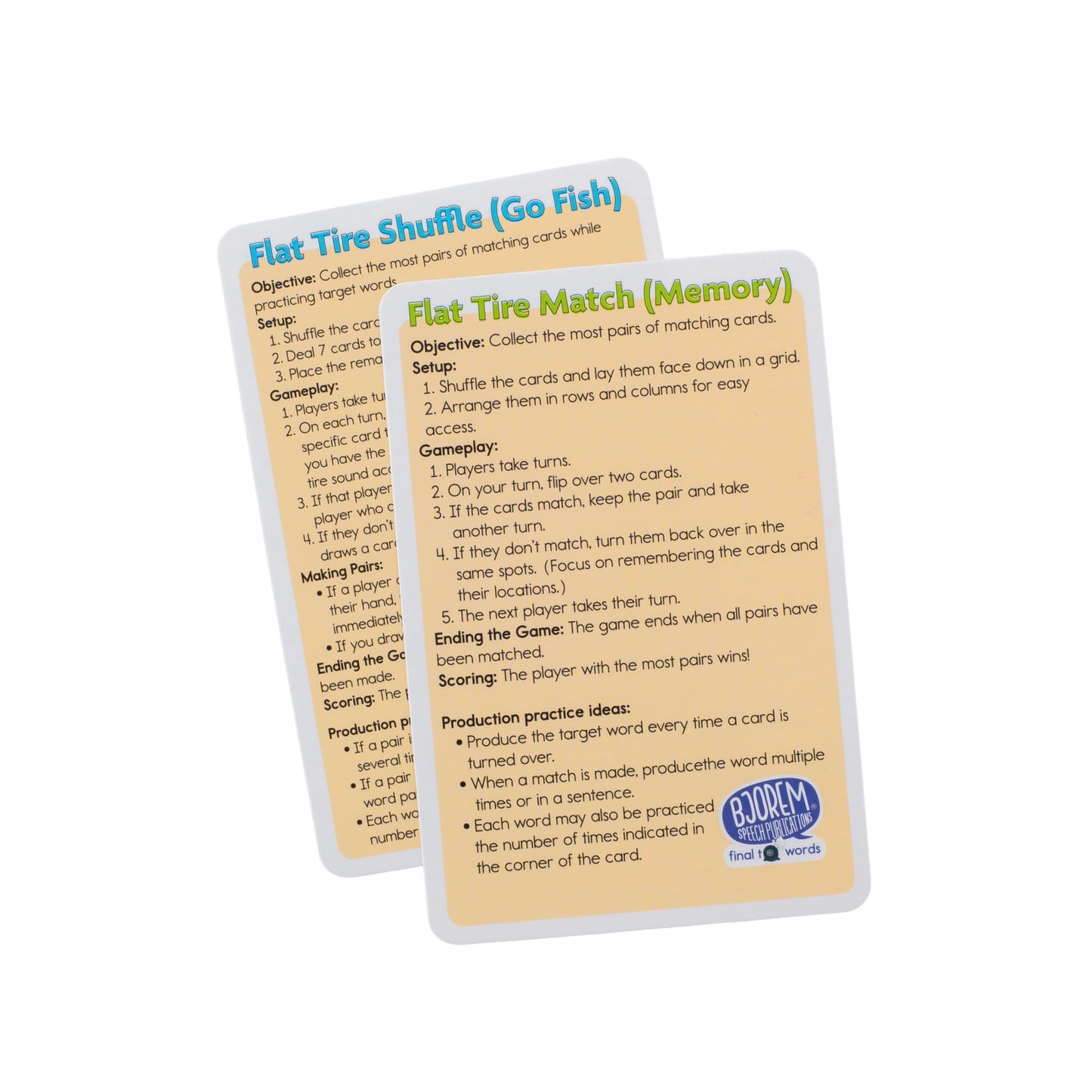 Bjorem Speech® Lateral & Frontal Lisp Playing Cards — Final -ts Word Practice for /s/ Generalization