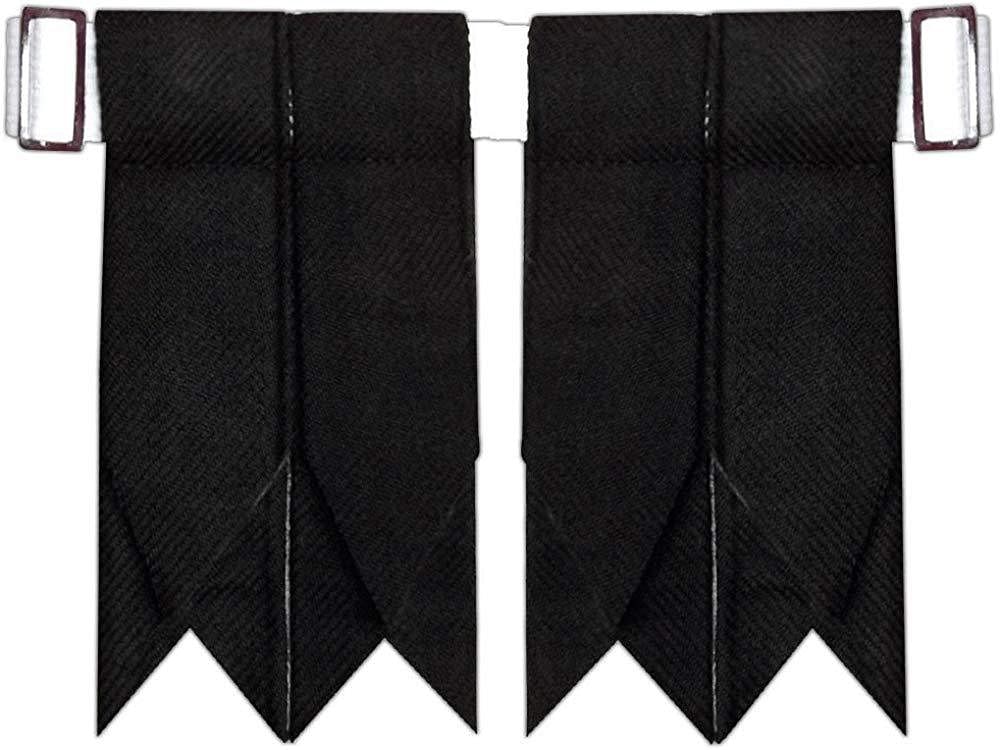 Black Scottish Kilt Hose Sock Flashes Garter Pointed Highland Wear