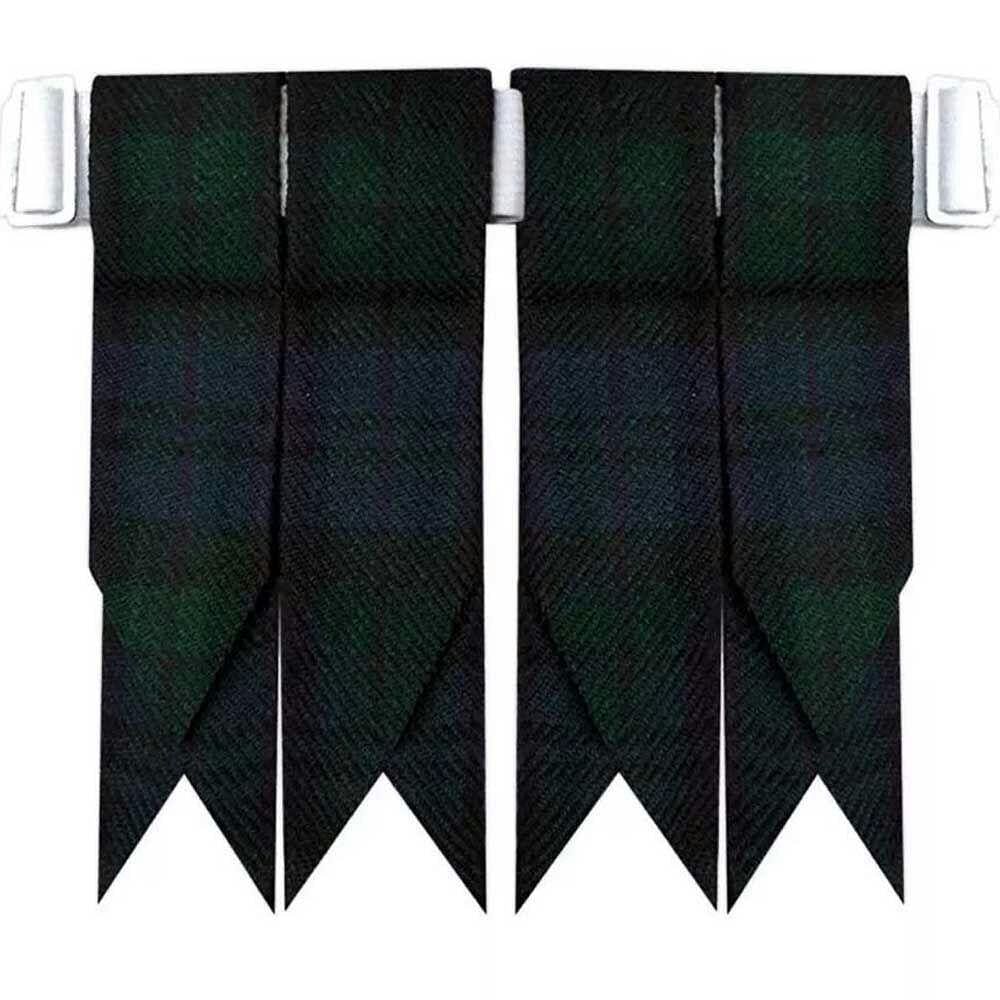 Black Watch Scottish Kilt Hose Sock Flashes Garter Pointed Highland Wear