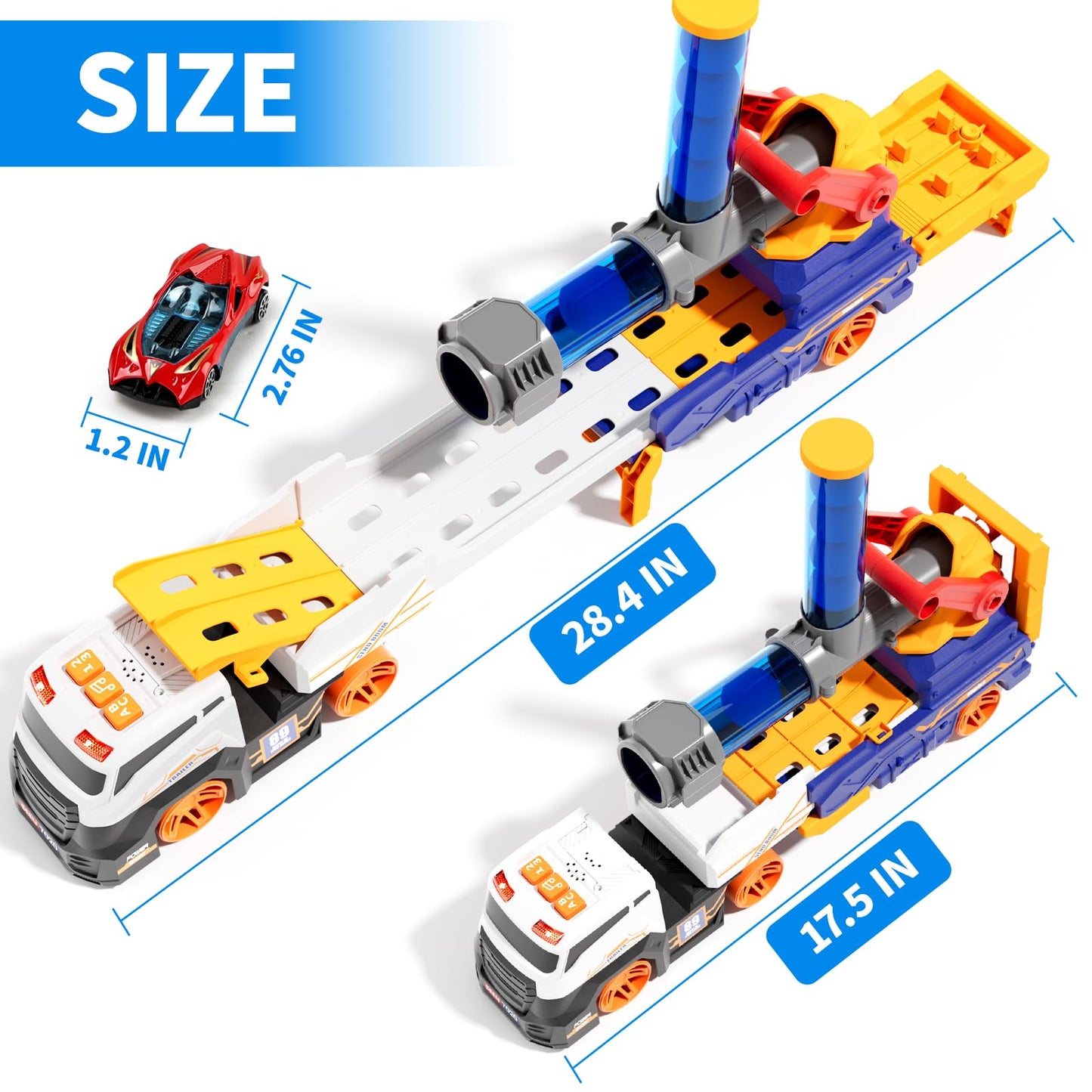 BLF FUN Truck Launcher Toy Set – Light & Sound, Foldable Transport Car for Kids 3–8