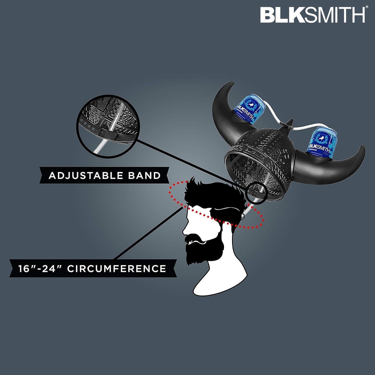 BLKSMITH Viking Drinking Helmet with Straws – Holds 2 Cans – Adjustable 16–24 in – Funny Beer Hat Gift