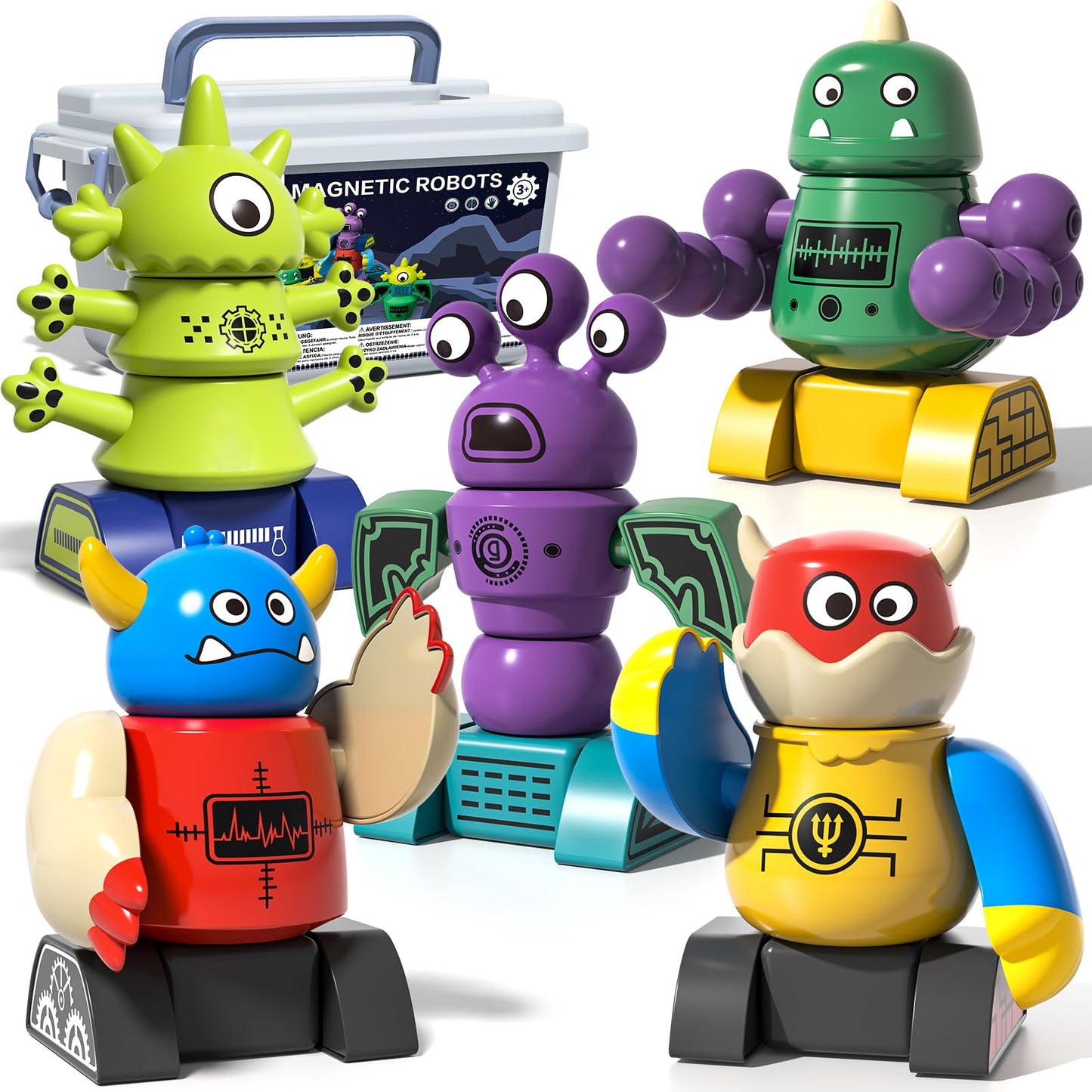BLmukce Magnetic Robot Toy for Kids 3-5 — 35-Piece STEM Building Set with Storage Box