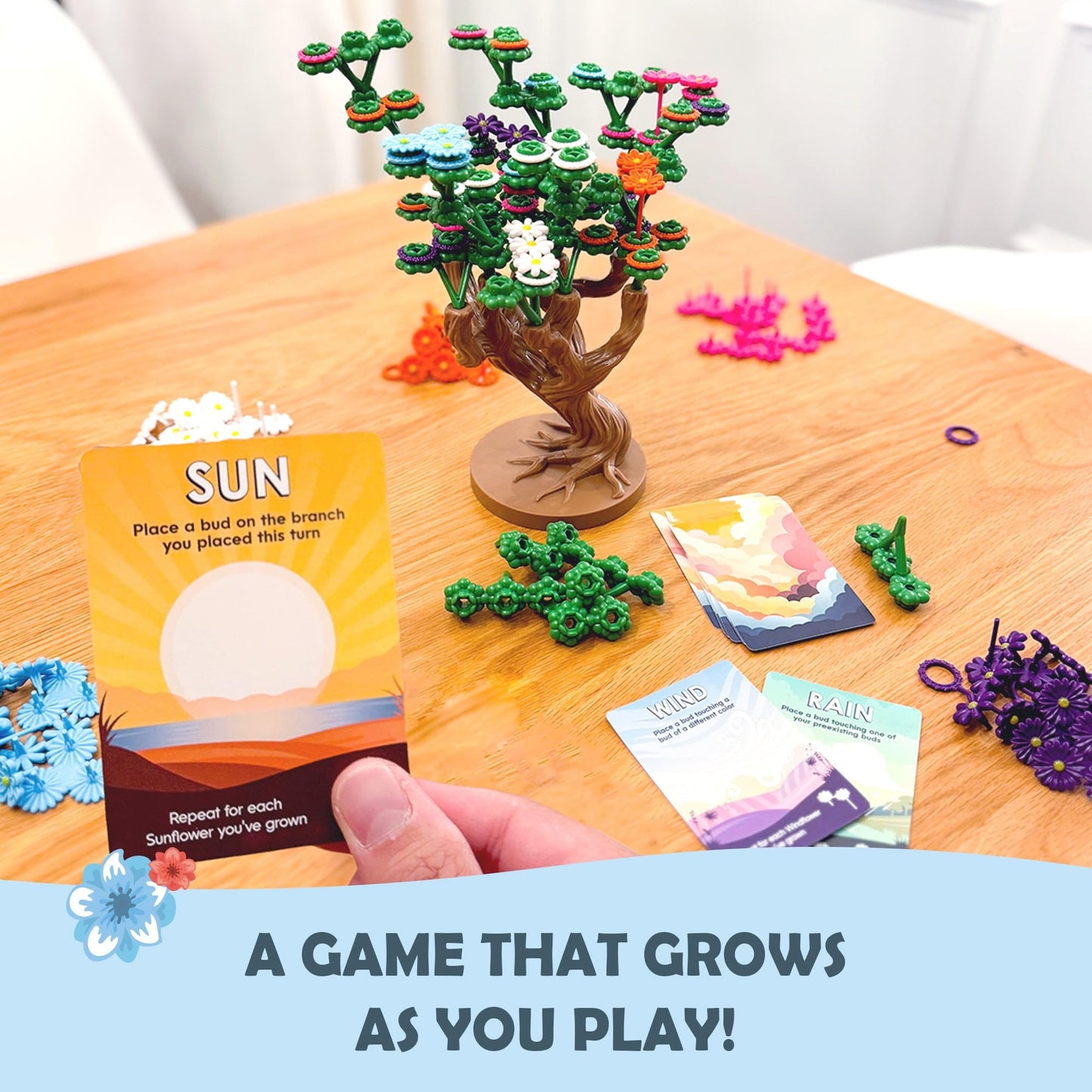 Bloomchasers 3D Flower Stacking Tree Board Game – Family Strategy, Expansion, 1–6 Players