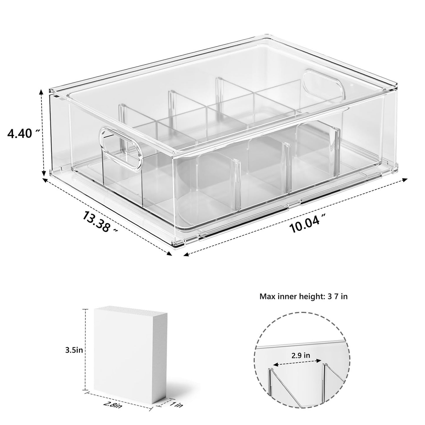 BluBrk Trading Card Storage Box – Clear Display Case for 3,200 Cards with Dividers & Foam