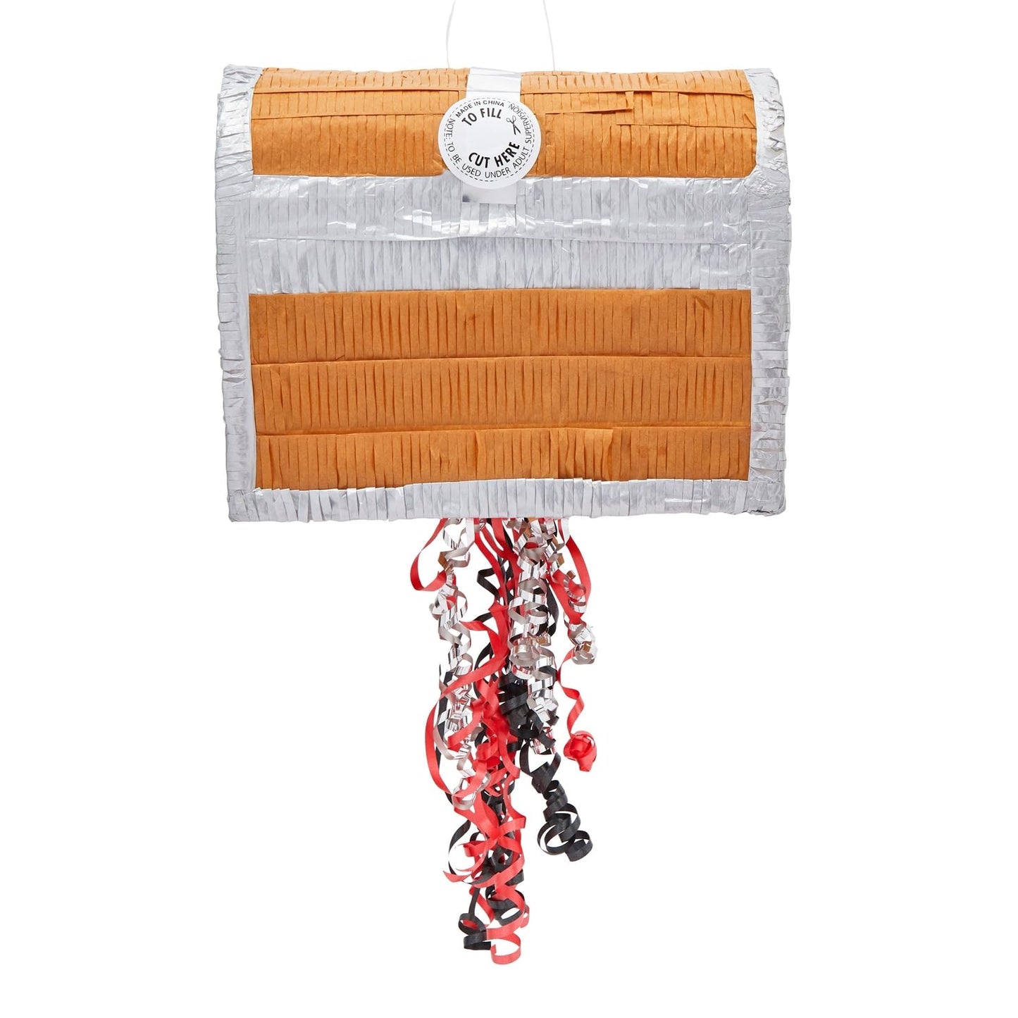BLUE PANDA Pull String Treasure Chest Pinata – 12x10x6.5-in Pirate Birthday Decor