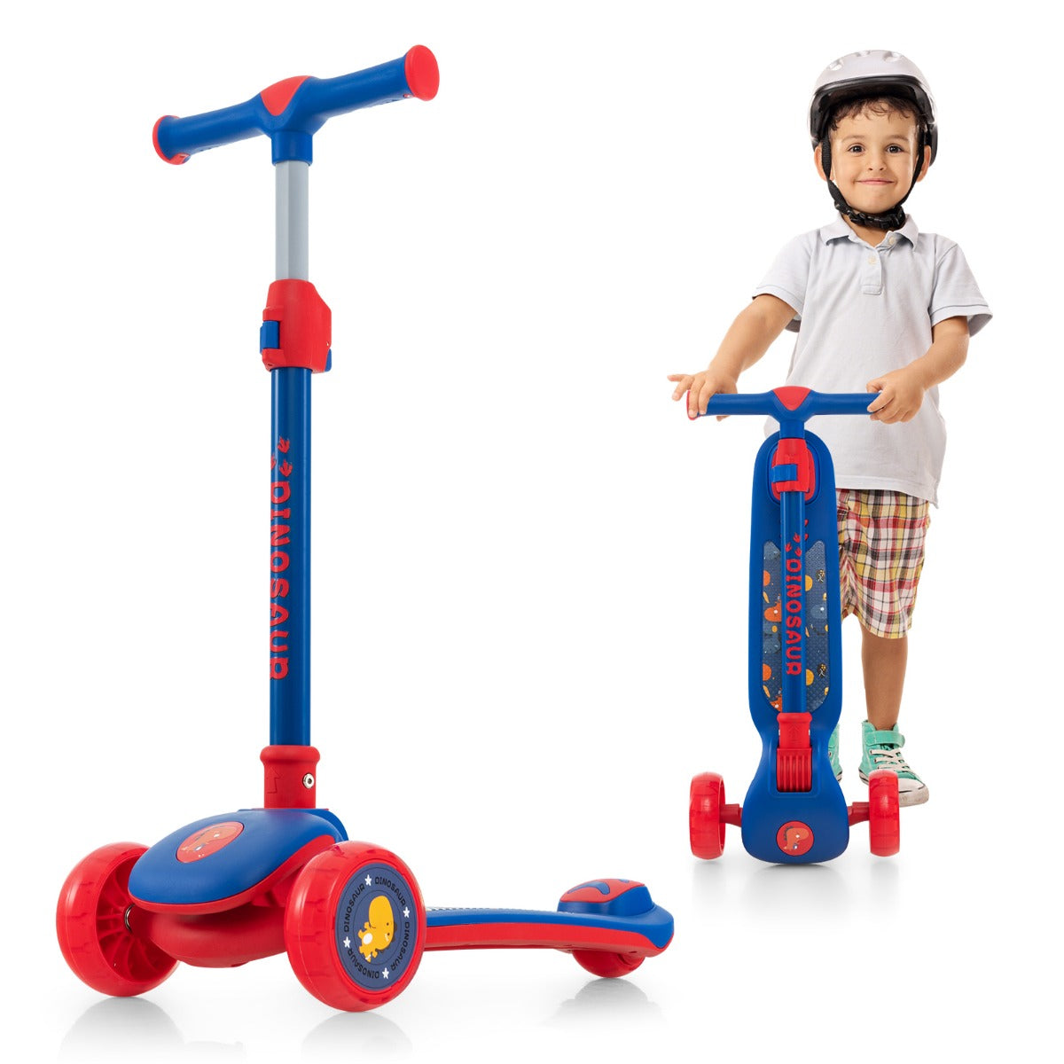 Kick Scooter with Extra Wide Deck and LED Lighted PU Wheels-White