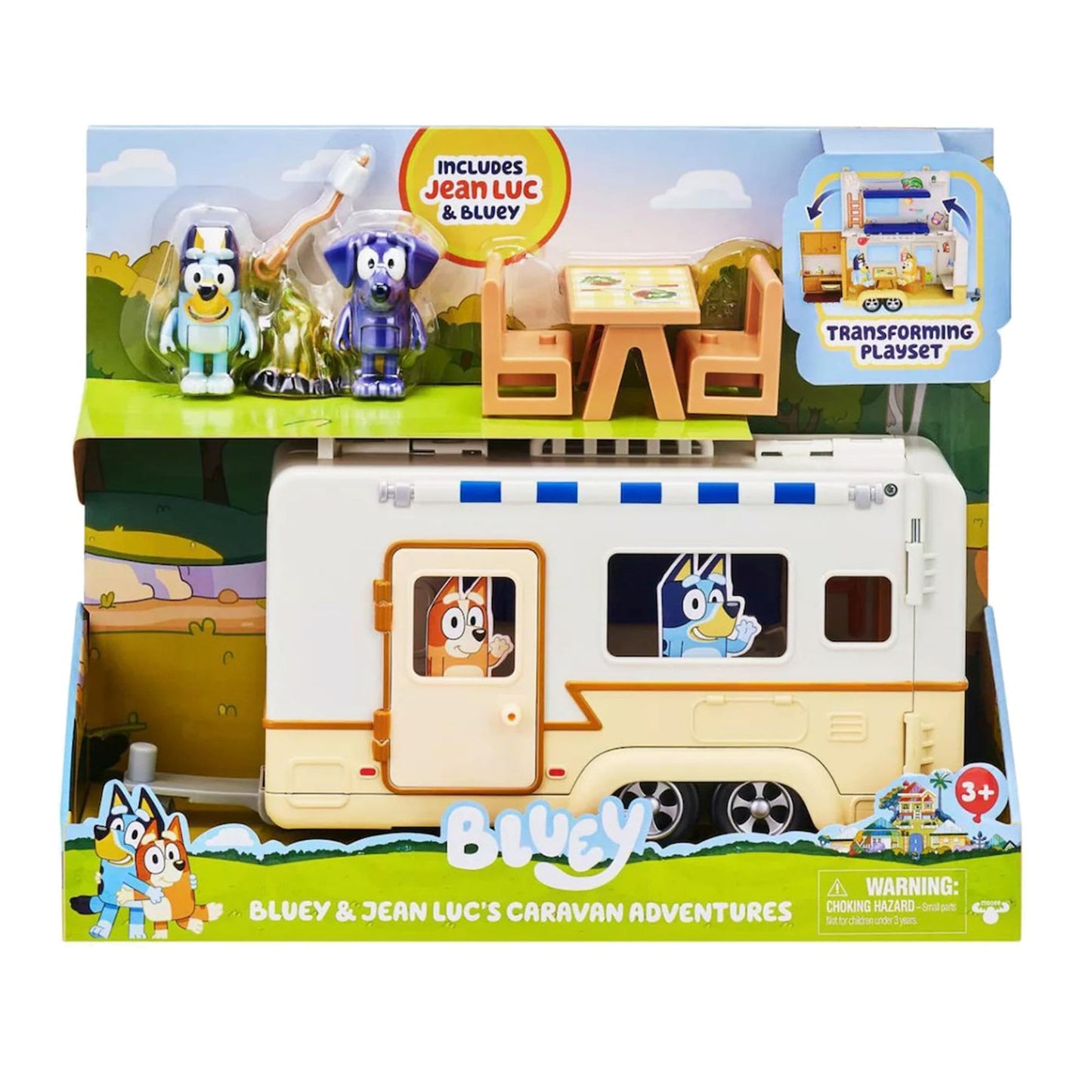 Bluey Caravan Adventure Playset with 2.5-inch Jean Luc Figure – Multicolor