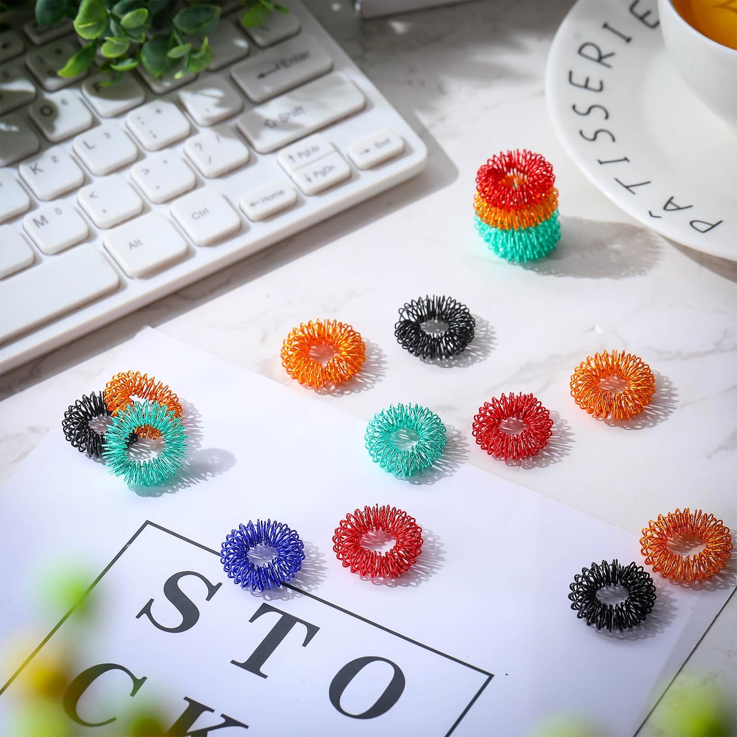 Blulu 30-Piece Acupressure Spiky Finger Rings – Stress Relief Fidget Massager
