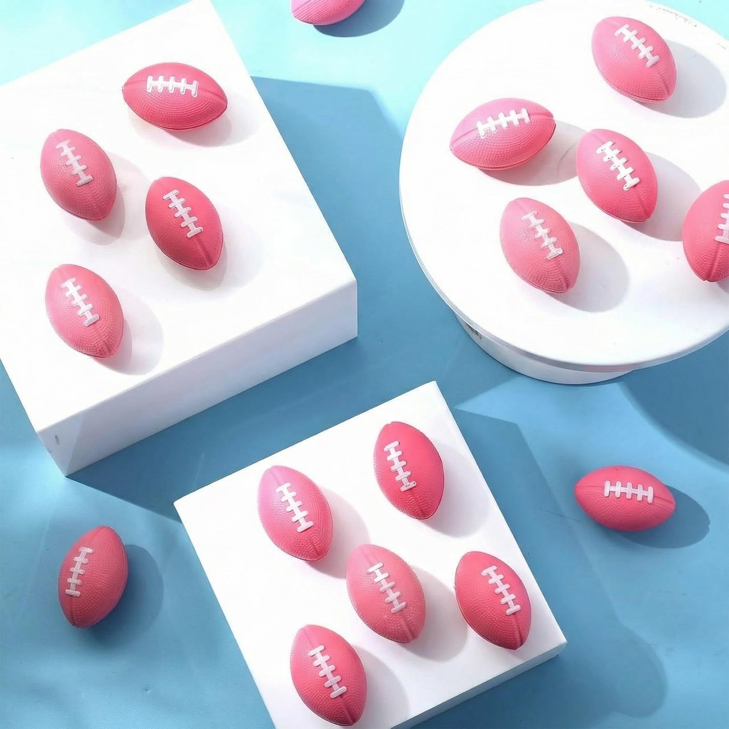 Blulu 50 Pack Mini Foam Footballs – Pink 2.17in Foam Balls for Party Favors
