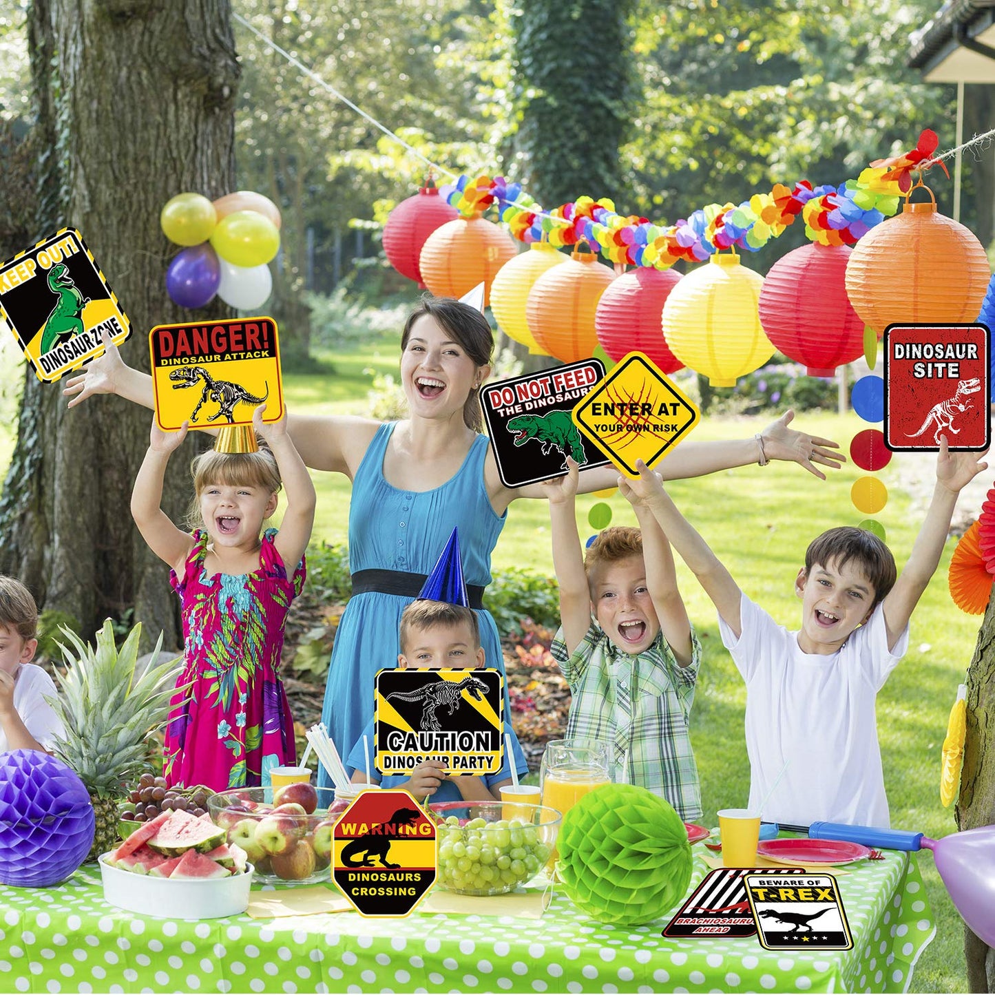 Blulu 9 Pcs Dinosaur Birthday Decoration – Jurassic Theme Wall Signs & Party Decor
