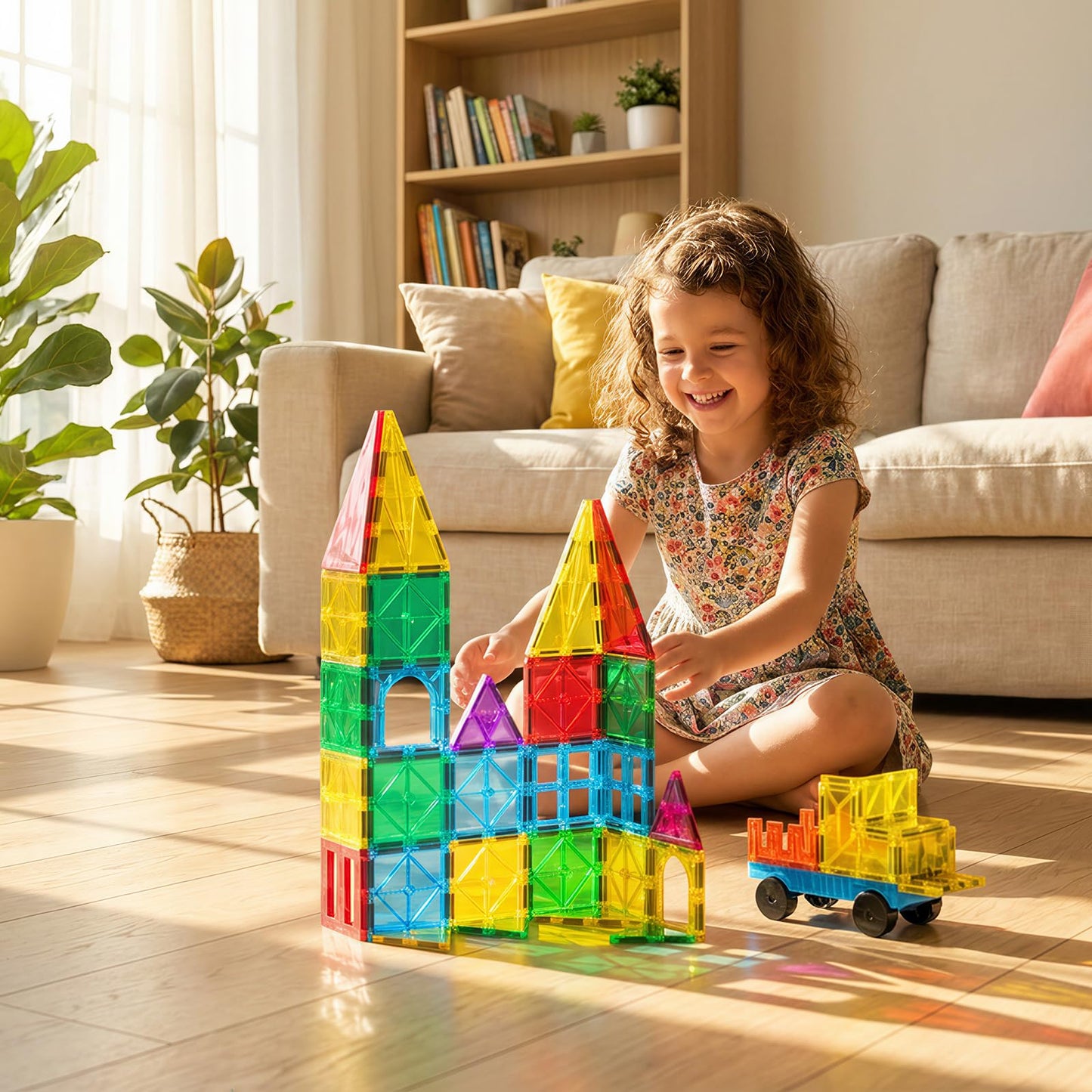 Bmag Magnetic Tiles 67 PCS – STEM Building Blocks for Toddlers, 3D Magnetic Tiles for Kids