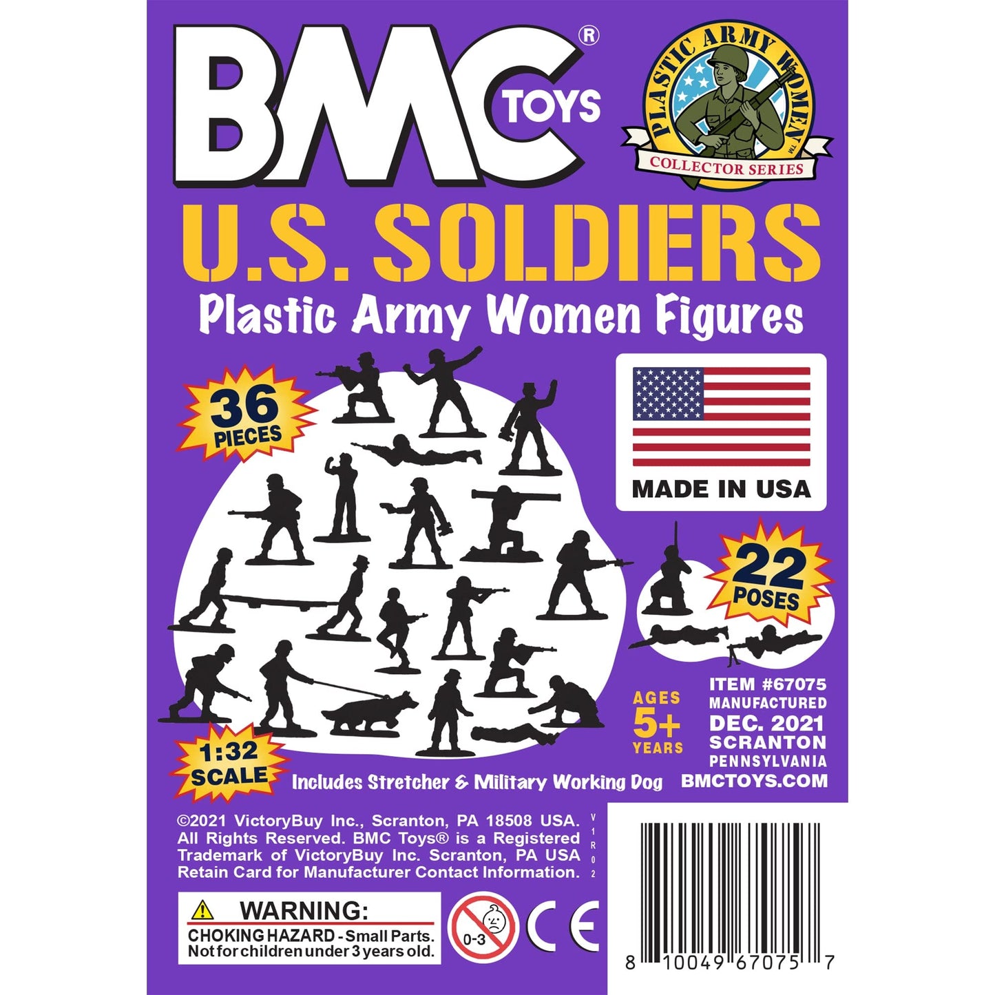 BMC Toys Plastic Army Women – 36 Purple Female Soldier Figures, Made in USA | 1:32 Scale