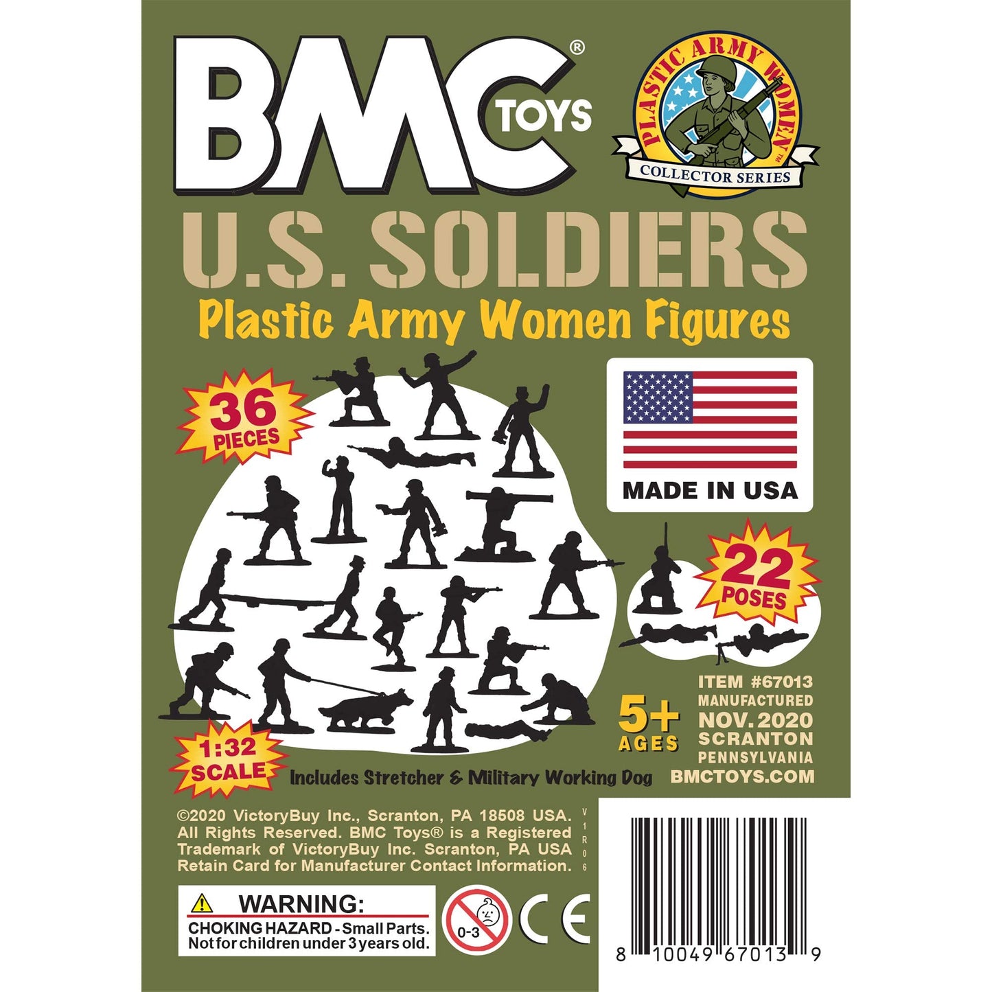 BMC Toys Plastic Army Women - 36pc OD Green Female Soldier Figures - Made in USA