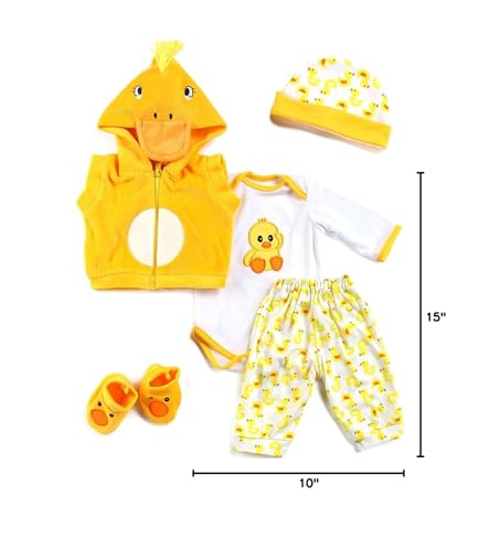 BNNPUU Reborn Baby Doll Clothes – 5-Piece Yellow Duck Set for 17-23 Inch Dolls