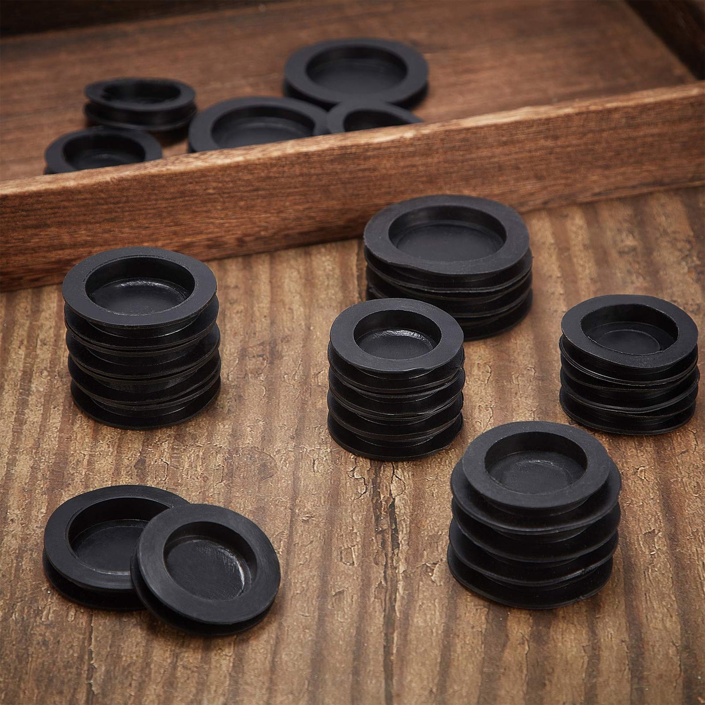 Boao 20-Piece Piggy Bank Stopper Set | Rubber Plugs, 5 Sizes, Black