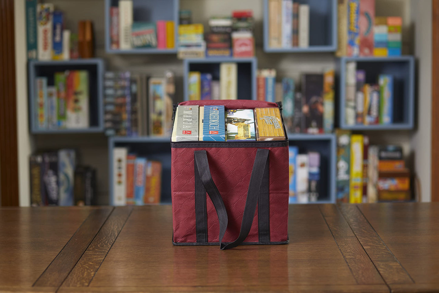 Lightweight Board Game Bag with Zippered Lid - Red | BOARD GAME TABLES.COM