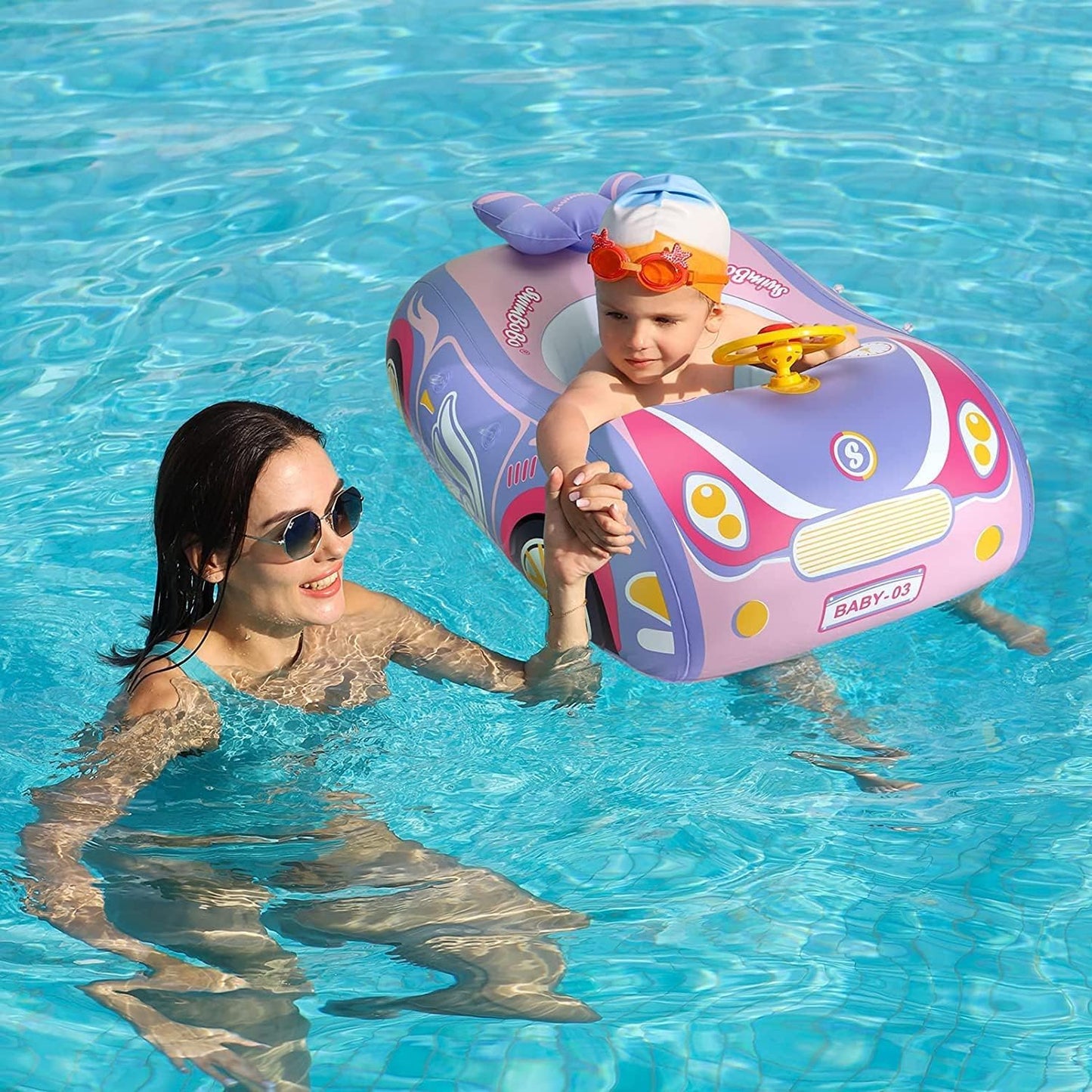 BOffer Car Baby Pool Float – Thick PVC, Non-Flip Design, Pink