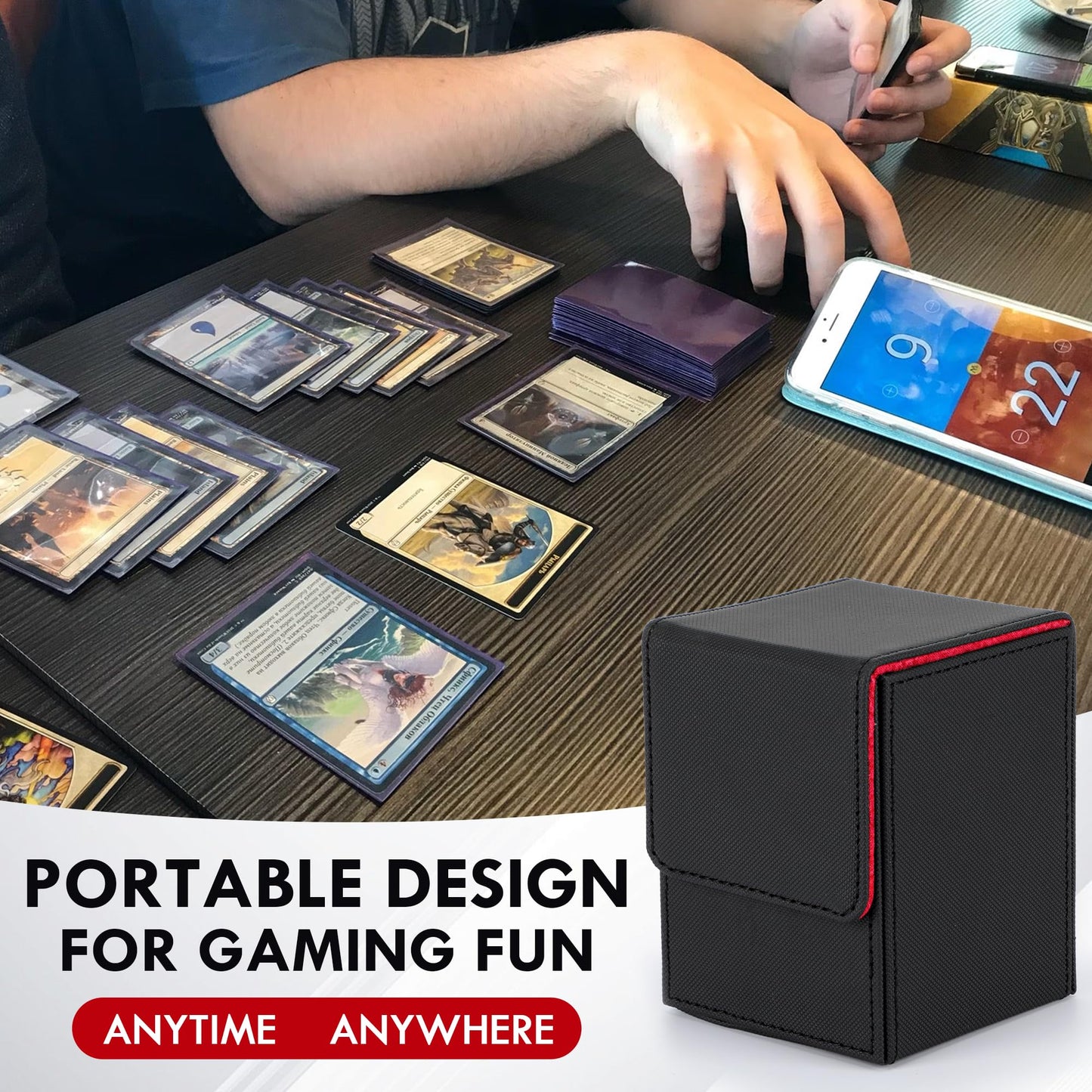 Bofoho 180+ Card Box with Magnetic Closure – Holds 110+ Cards, PU Leather Deck Case