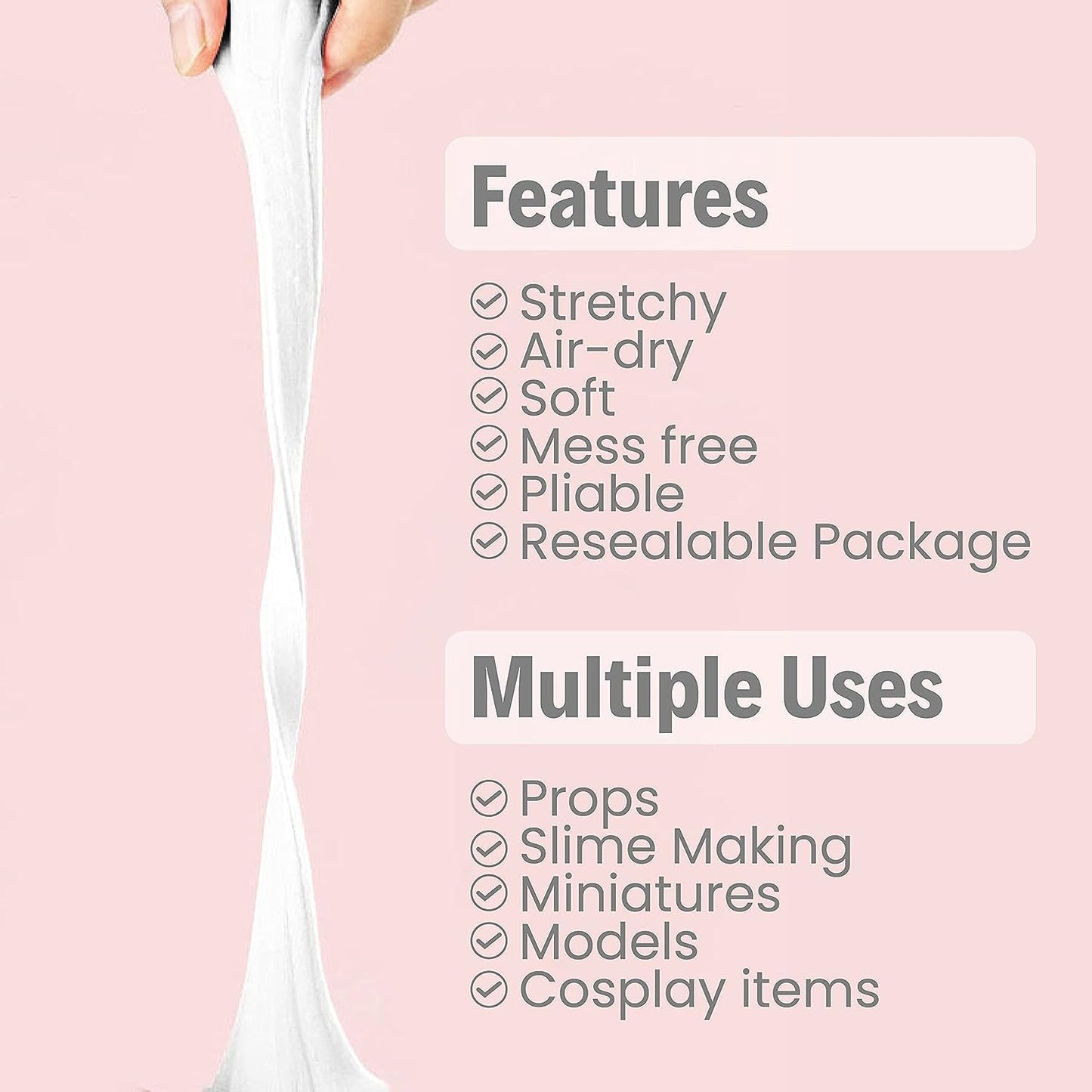 BOHS White Foam Clay – Air-Dry, Squishy 100g for School Projects, Cosplay & Slime
