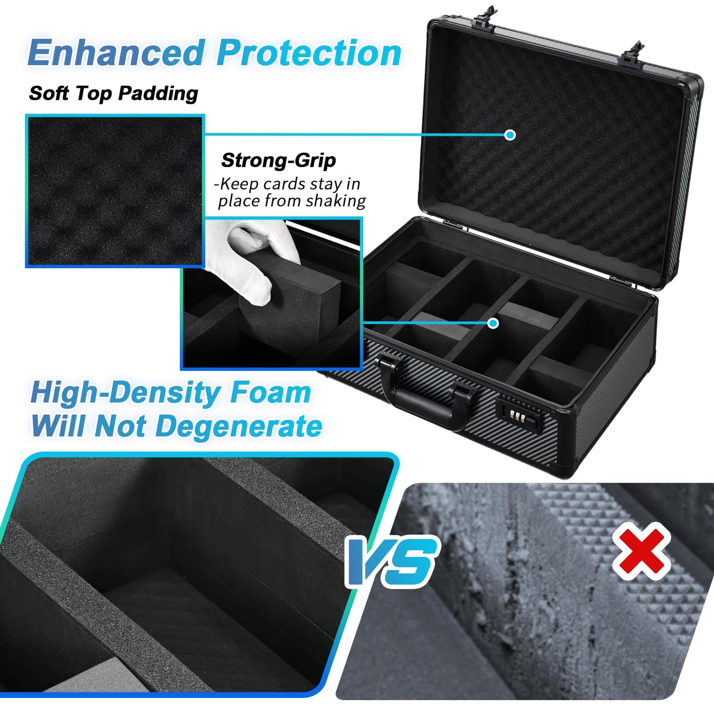 boldblox Large Graded Card Storage Box 4-Row with Combo Lock – 150+ Slabs, 540+ Toploaders, or 1500+ Loose Cards
