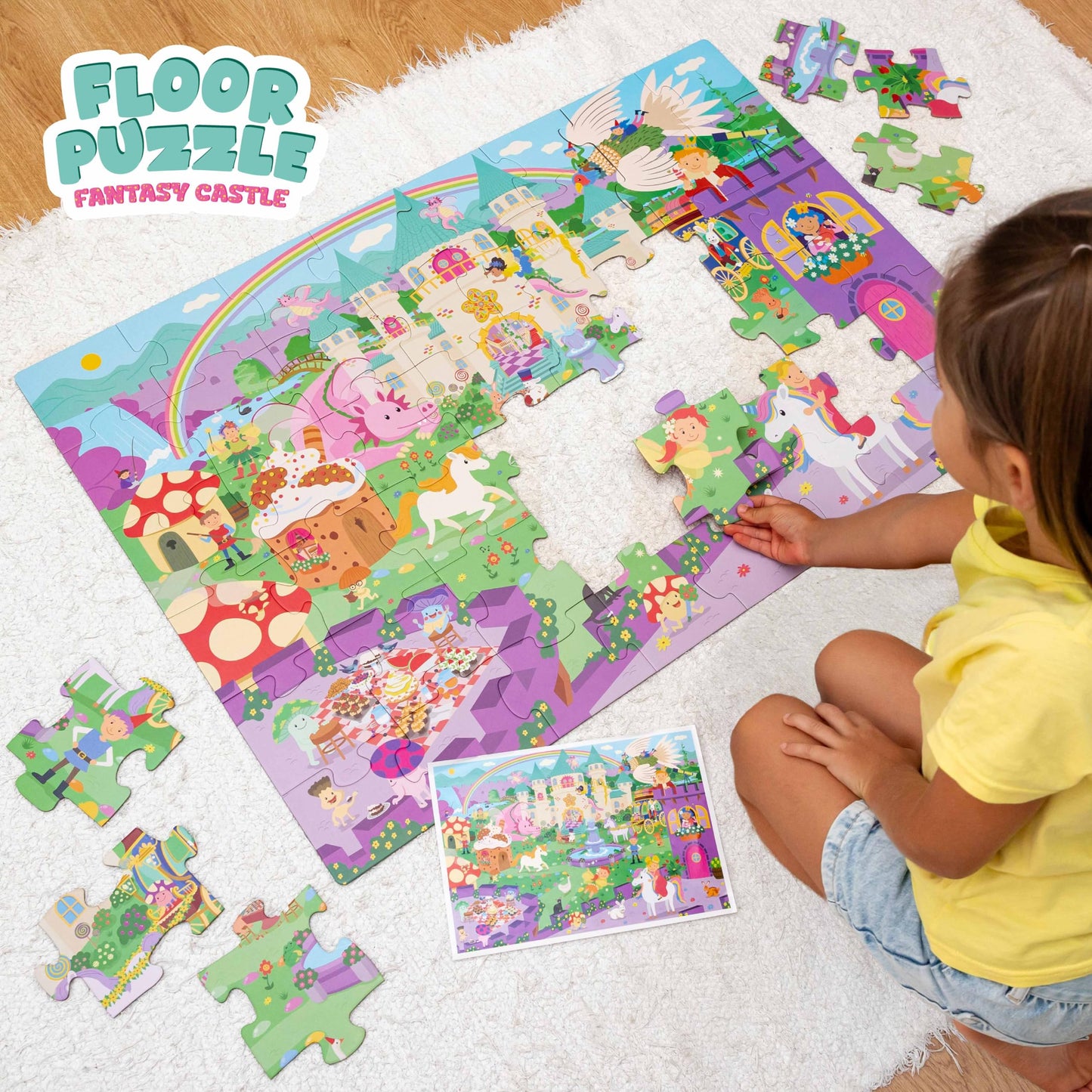 BONNYCO Giant Floor Puzzle – Fantasy Castle (48 Large Pieces) 36.2 x 24.4 in