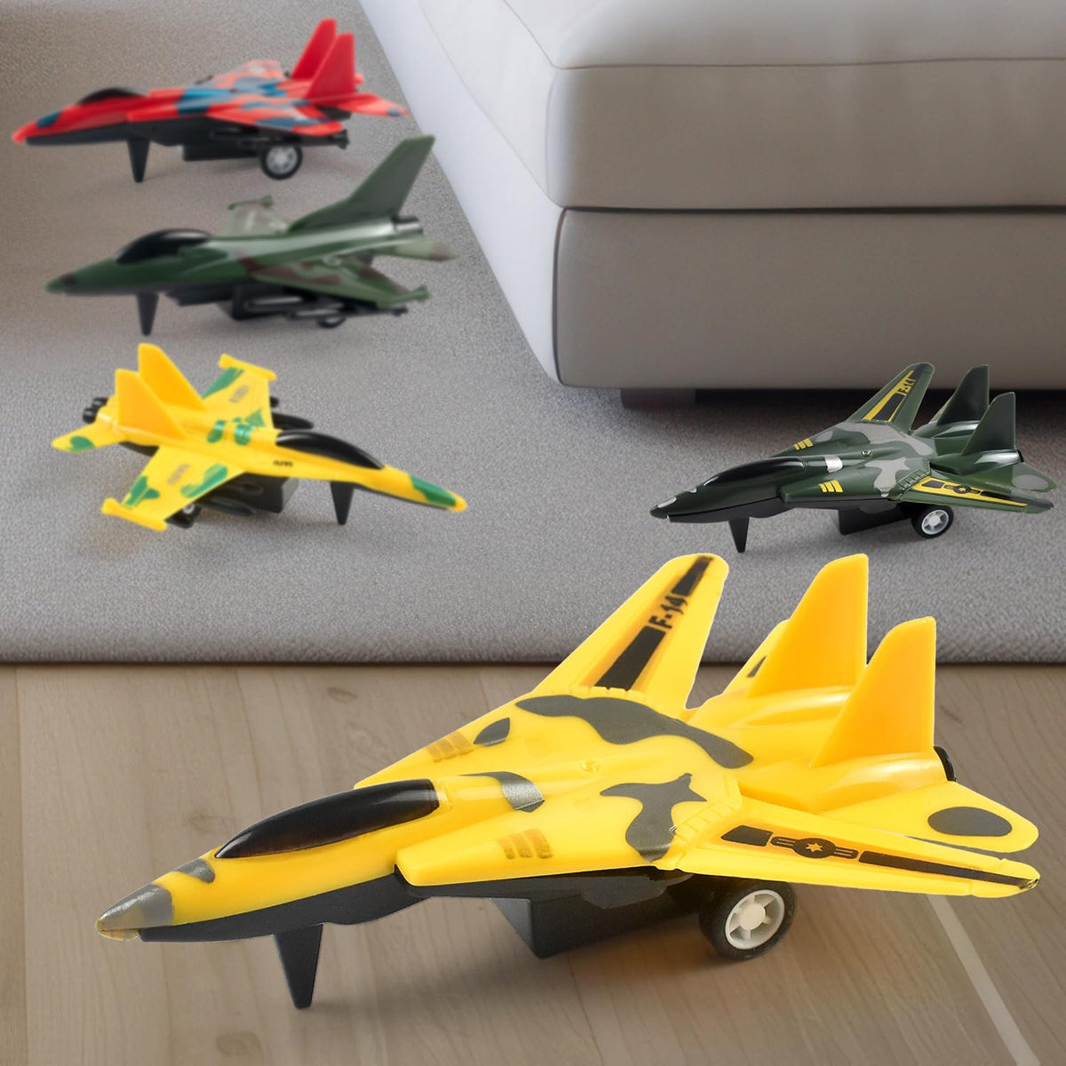 BOOJALOO Pull Back Airplane Toys – 12-Pack Fighter Jets for Kids