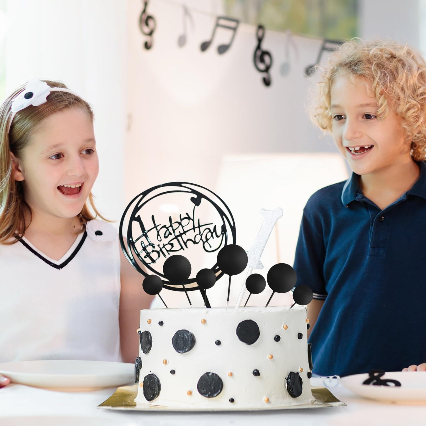 BOUBONI 48 Pcs Black Cake Ball Toppers – Foam Ball Decorations for Birthday, Wedding & More
